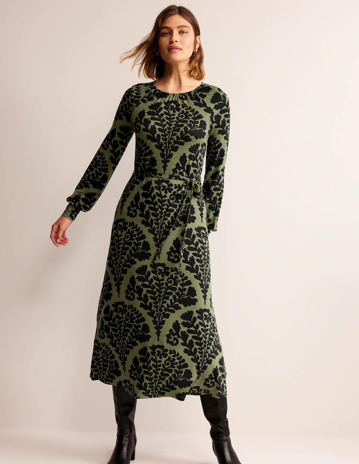 Placement Print Maxi Dress-Spruce, Blossomy - Image 1