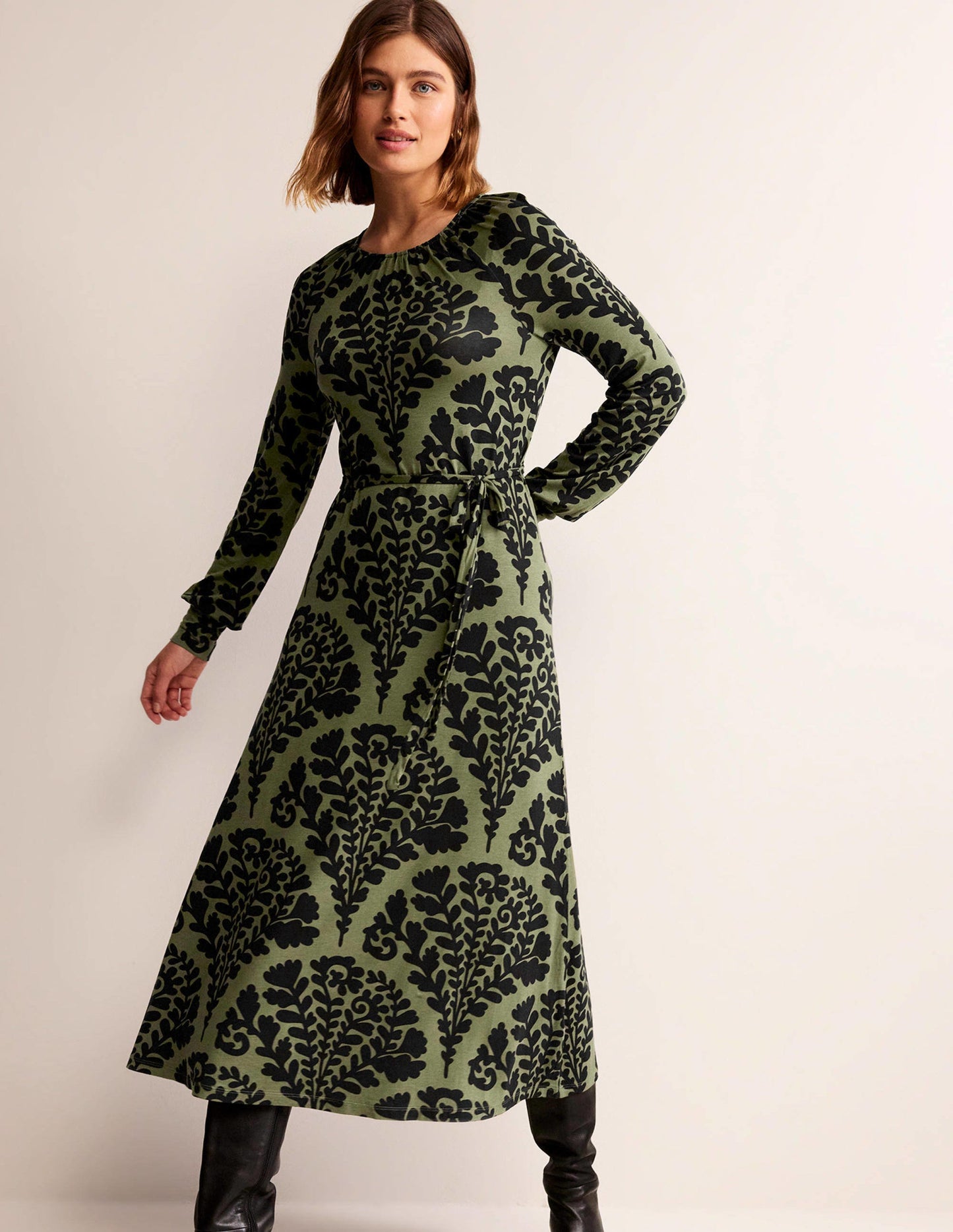 Placement Print Maxi Dress-Spruce, Blossomy