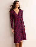 Nina Jersey Midi Dress-French Navy, Abstract Terrace