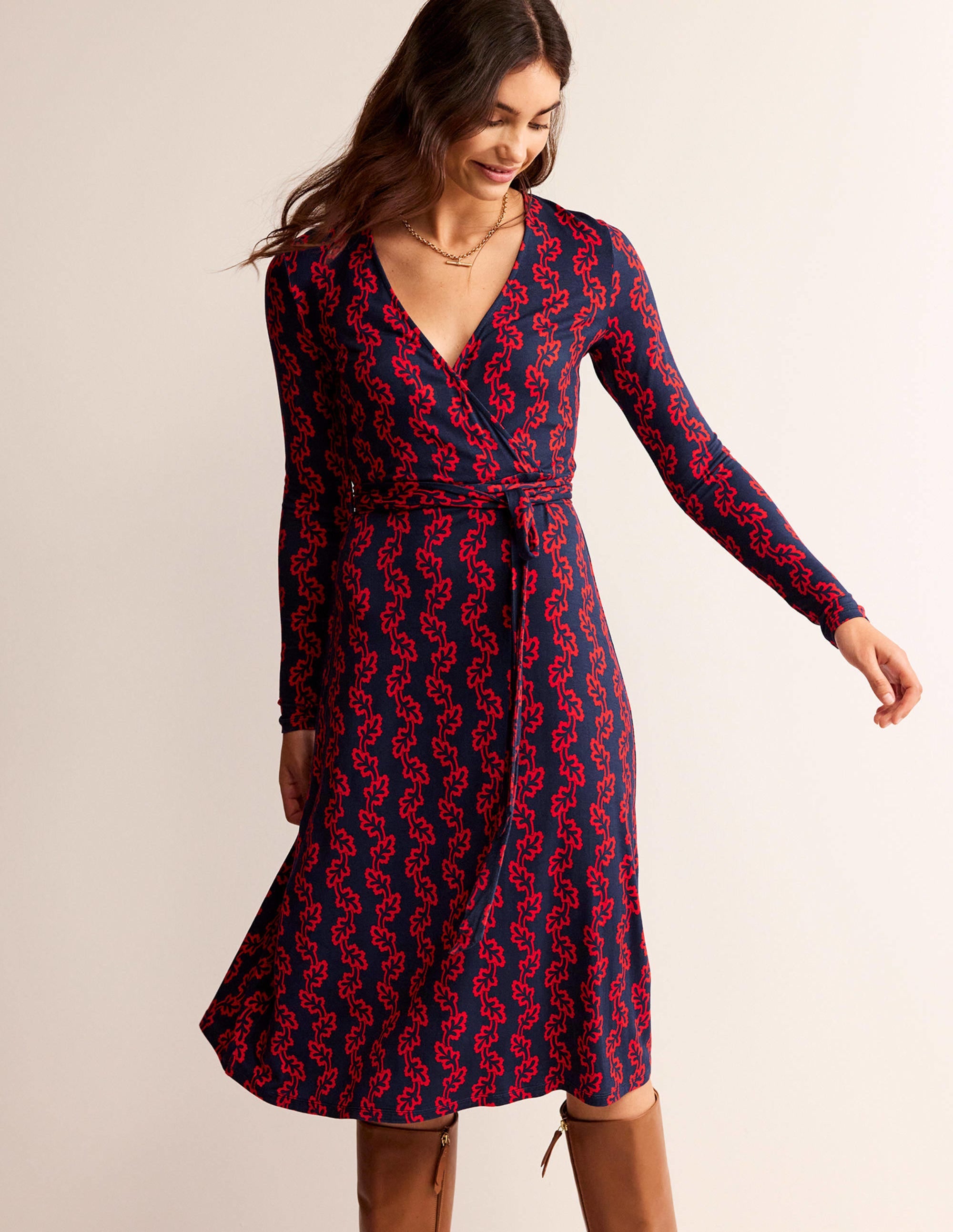 Nina Jersey Midi Dress-French Navy, Abstract Terrace - Image 4