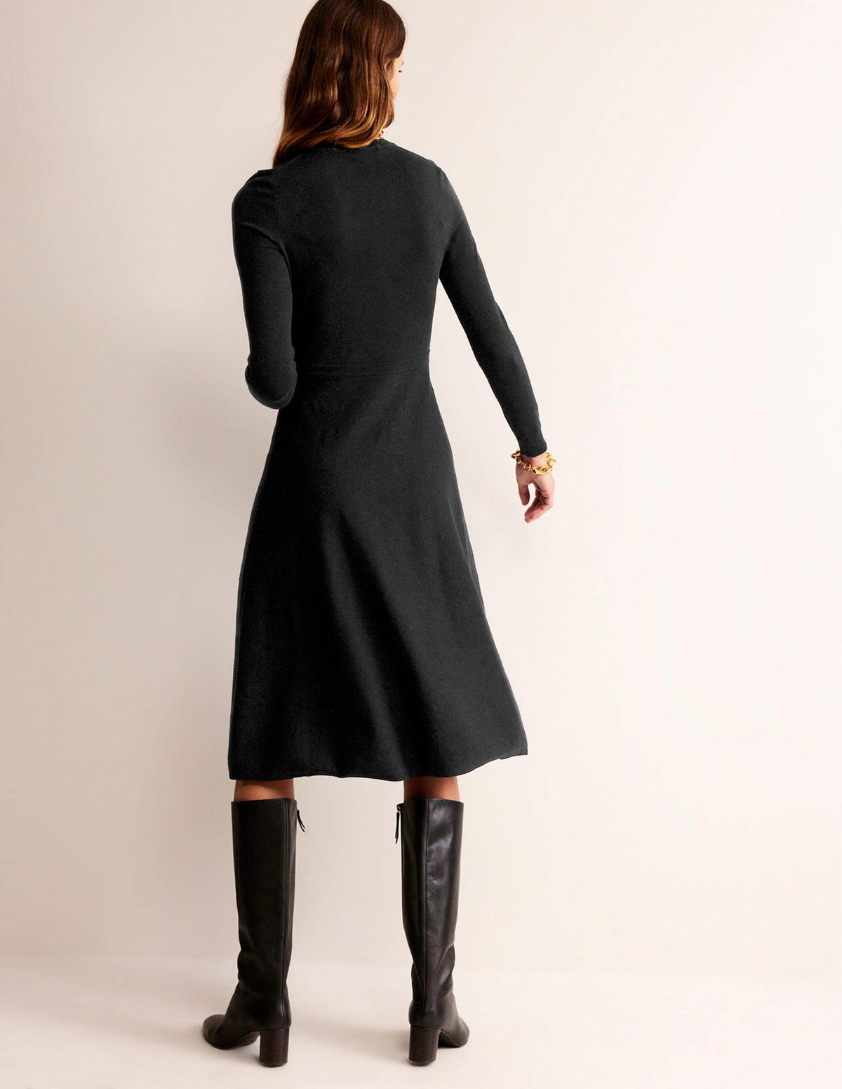 Maria Knitted Midi Dress-Black-3