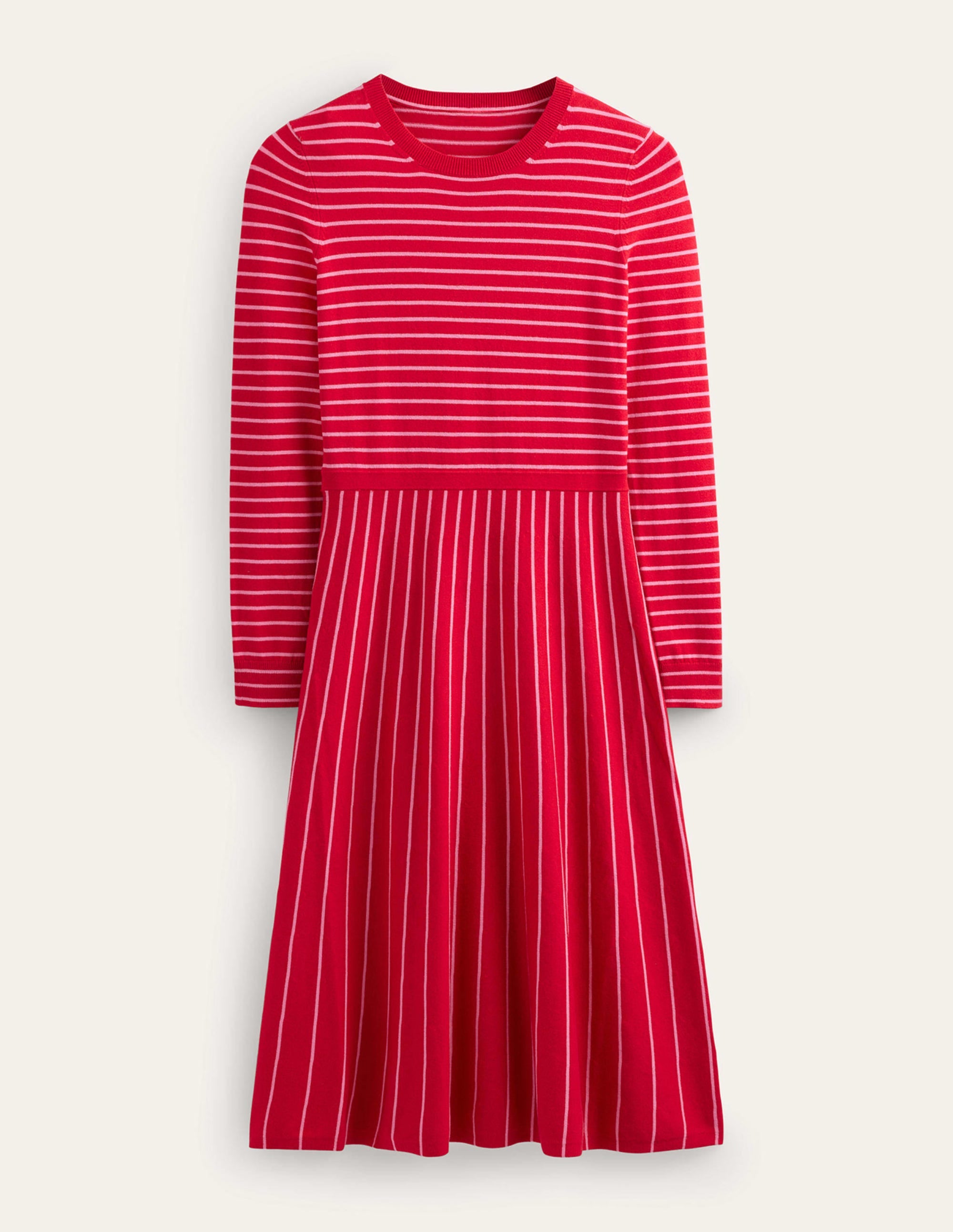 Maria Knitted Midi Dress-Hot Pepper and Crayon Pink - Image 7