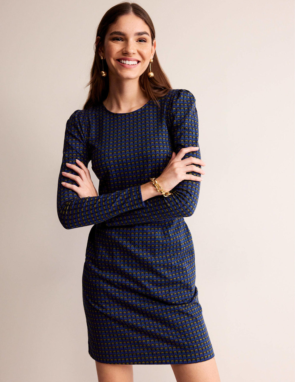 Penelope Jersey Dress-Sapphire Blue, Geo Charm-1