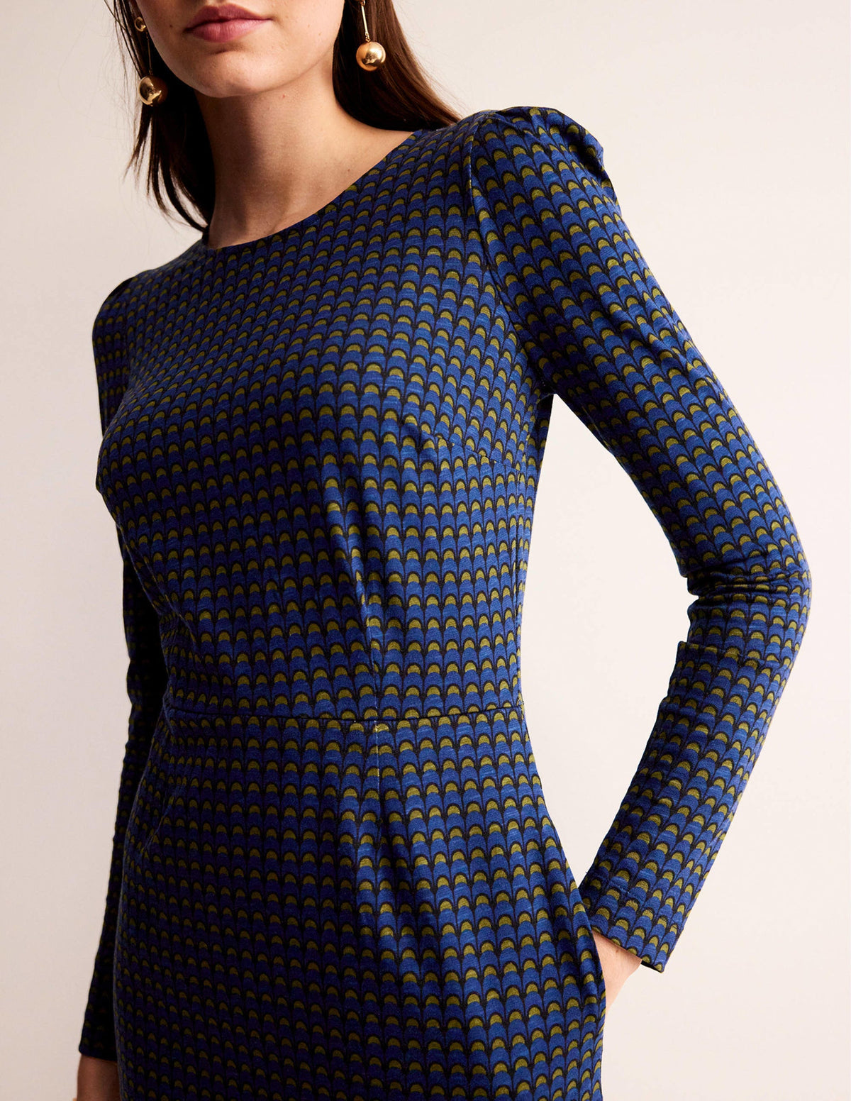 Penelope Jersey Dress-Sapphire Blue, Geo Charm-2