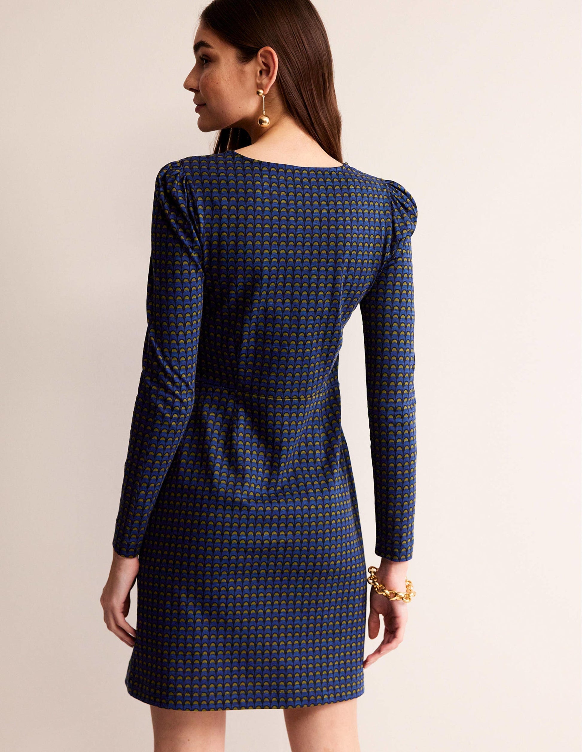 Penelope Jersey Dress-Sapphire Blue, Geo Charm-3
