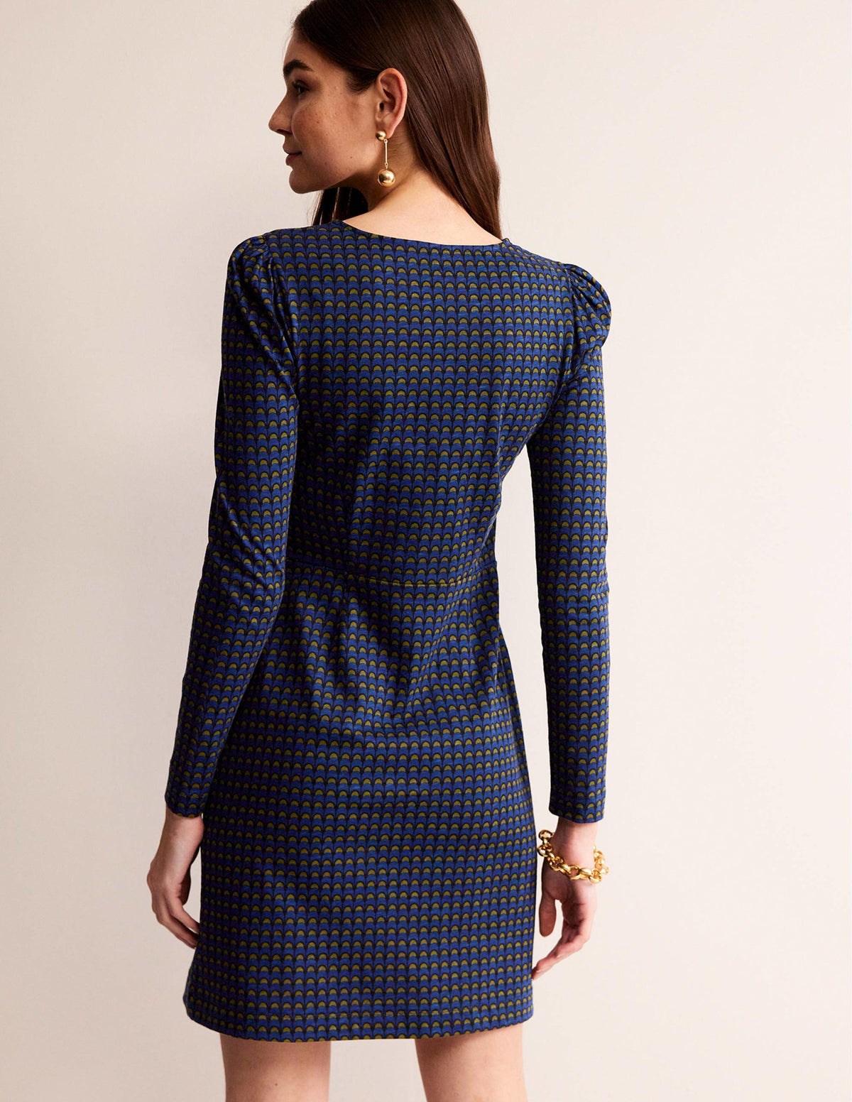 Penelope Jersey Dress-Sapphire Blue, Geo Charm - Image 3
