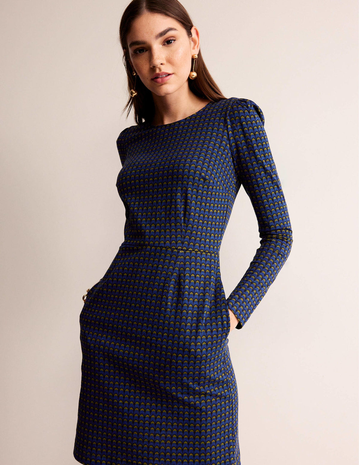 Penelope Jersey Dress-Sapphire Blue, Geo Charm - Image 4