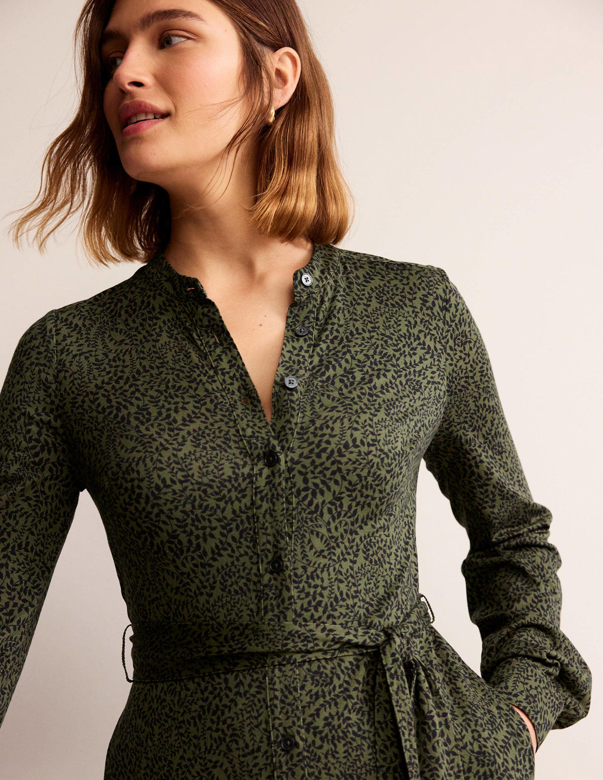 Julia Jersey Shirt Dress-Spruce, Pome Sprig - Image 2