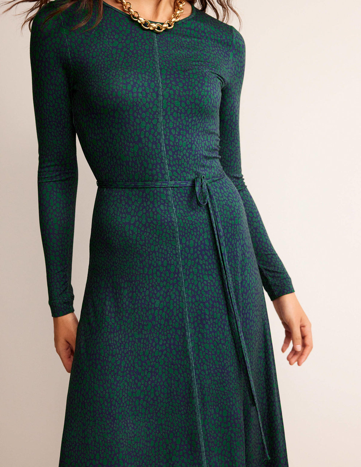 Lucy Jersey Midi Dress-Amazon Green, Animal Spot-2