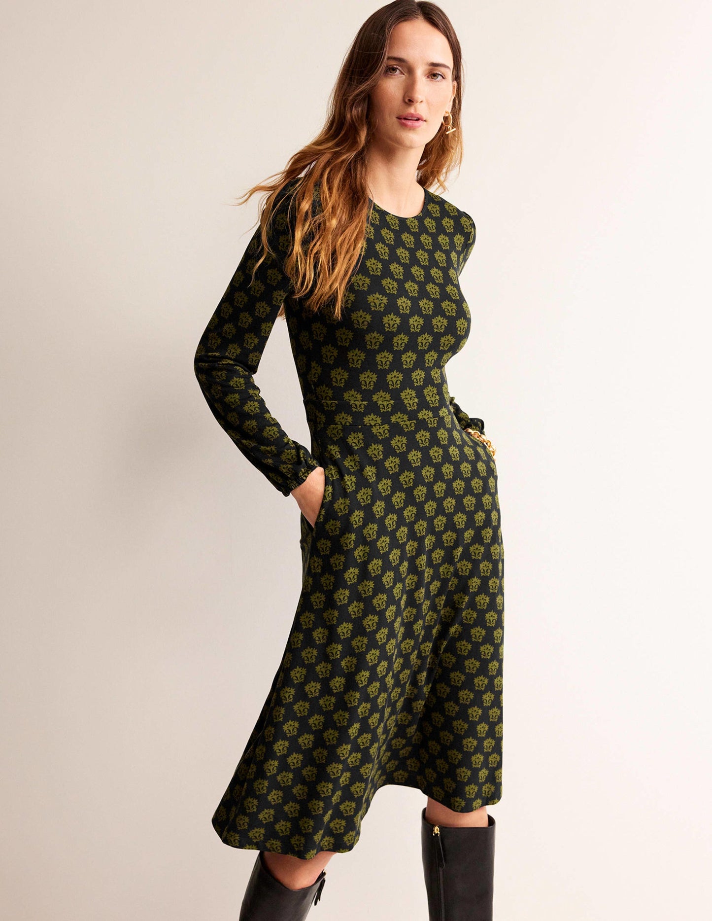 Camille Jersey Midi Dress-Black, Lily