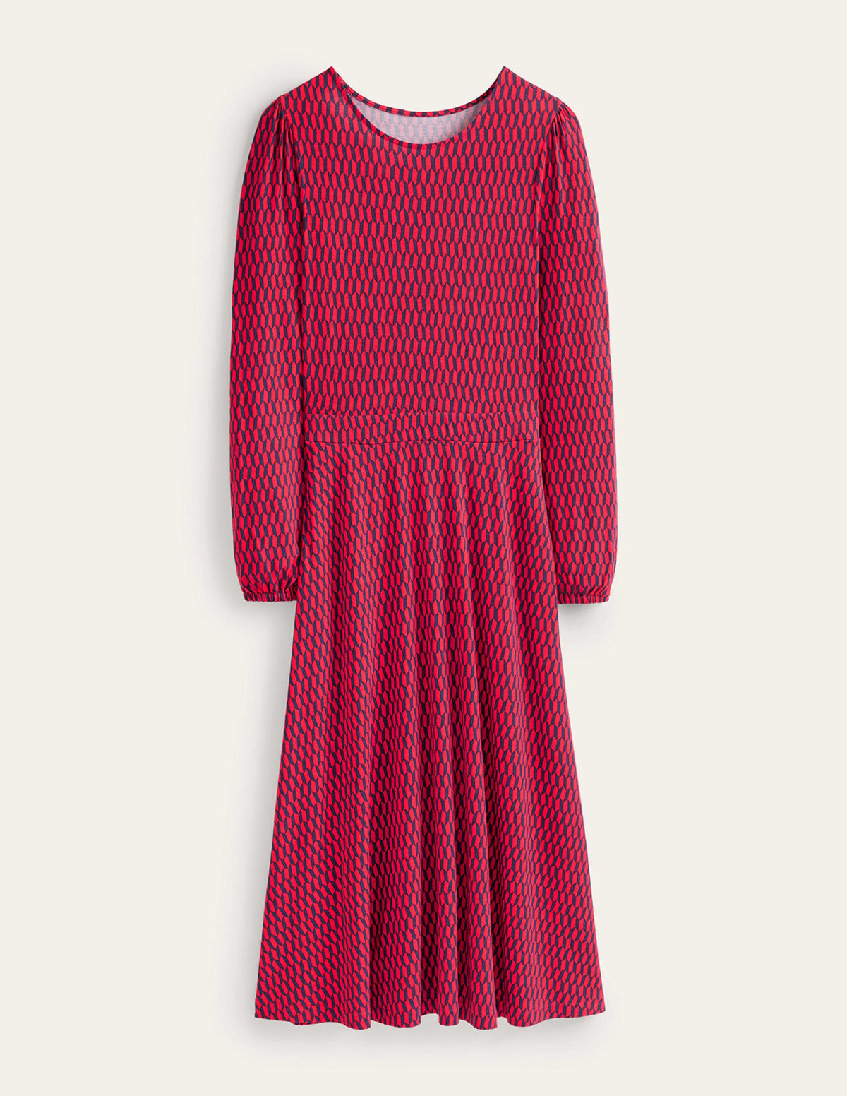 Camille Jersey Midi Dress-Brilliant Red, Block Tile - Image 6