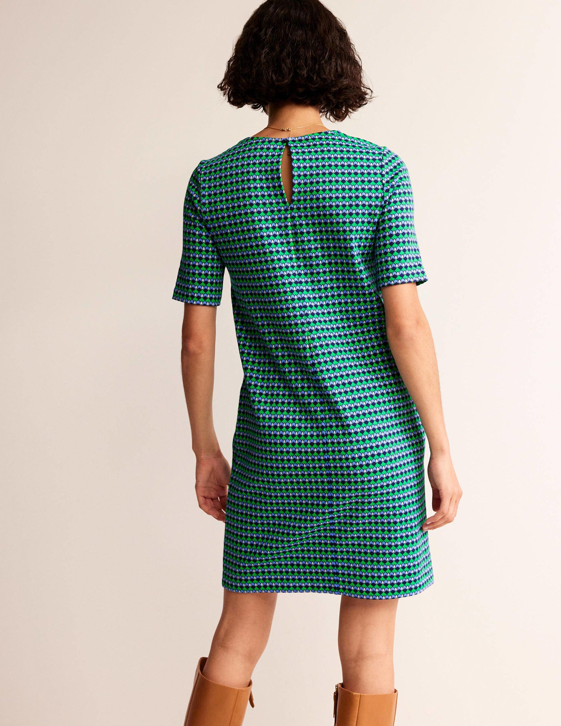 Ivy Jacquard Jersey Dress-Bright Green, Terrace Geo-3