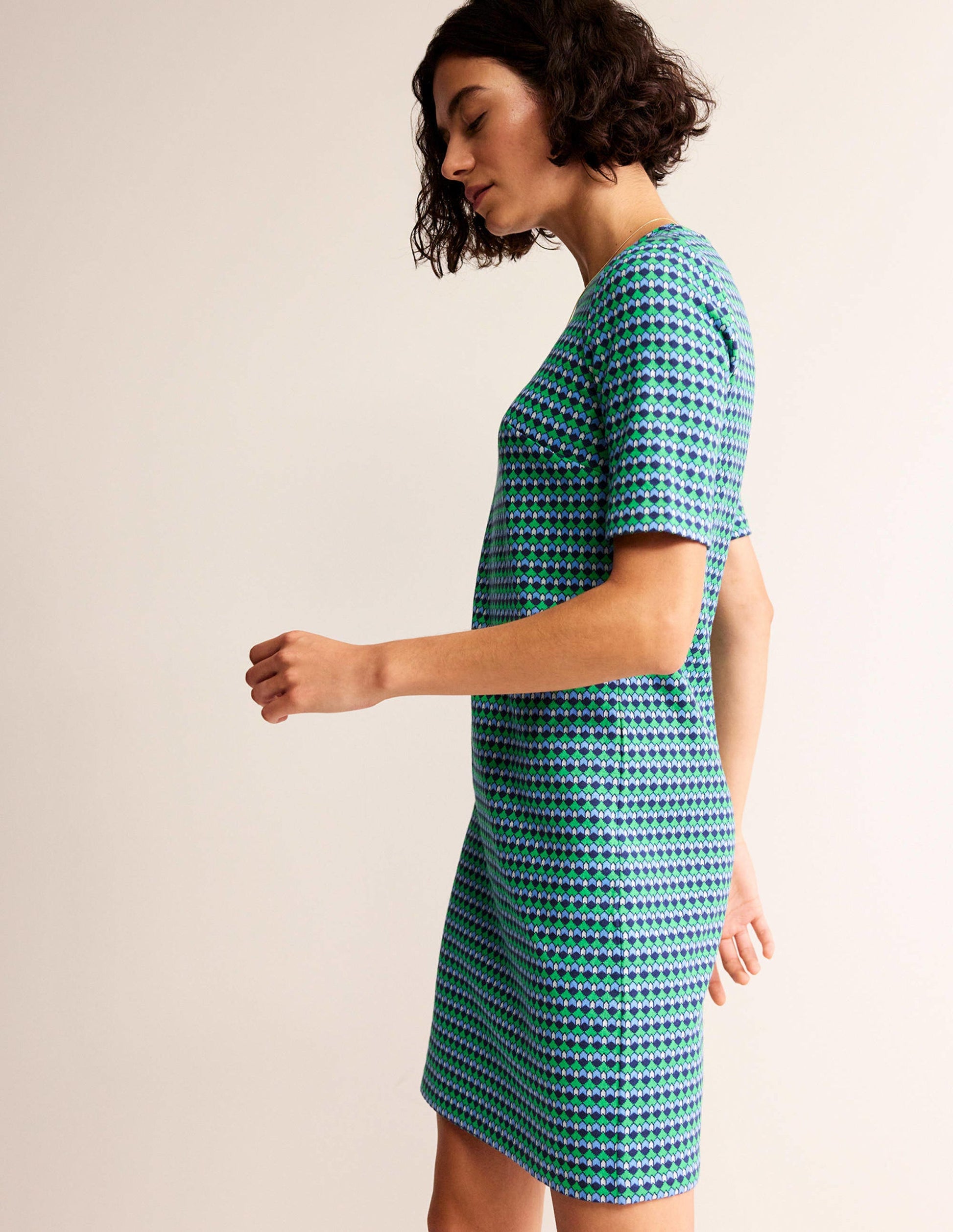 Ivy Jacquard Jersey Dress-Bright Green, Terrace Geo-4