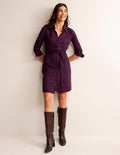 Jessie Jersey Shirt Dress-Damson Berry, Animal Spot