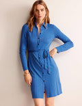 Jessie Jersey Shirt Dress-Azure, Terrace Geo