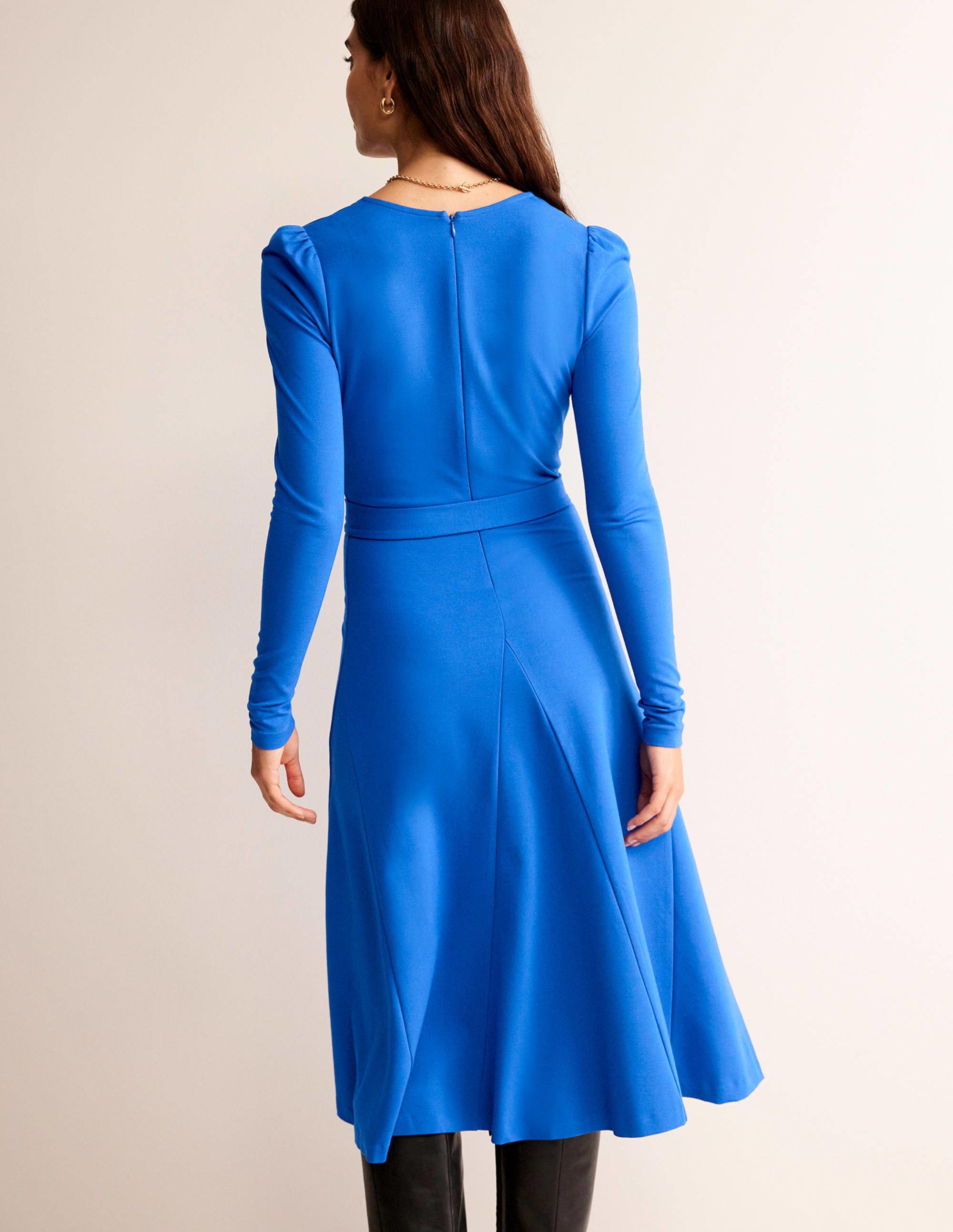 Bella Ponte V-Neck Midi Dress-Bright Blue - Image 3