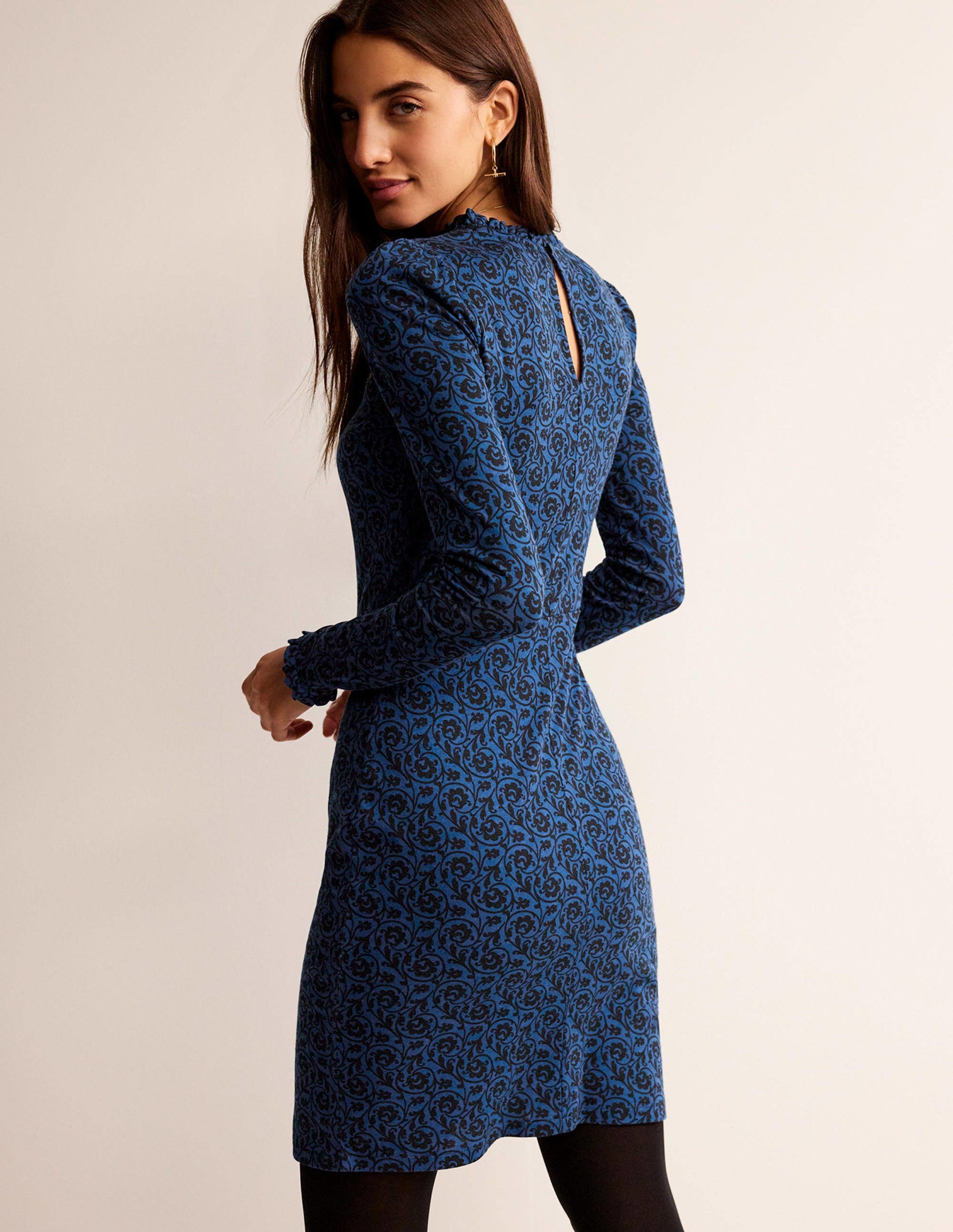 Frill-Detail Mini Dress-Atlantic, Primrose Swirl-3