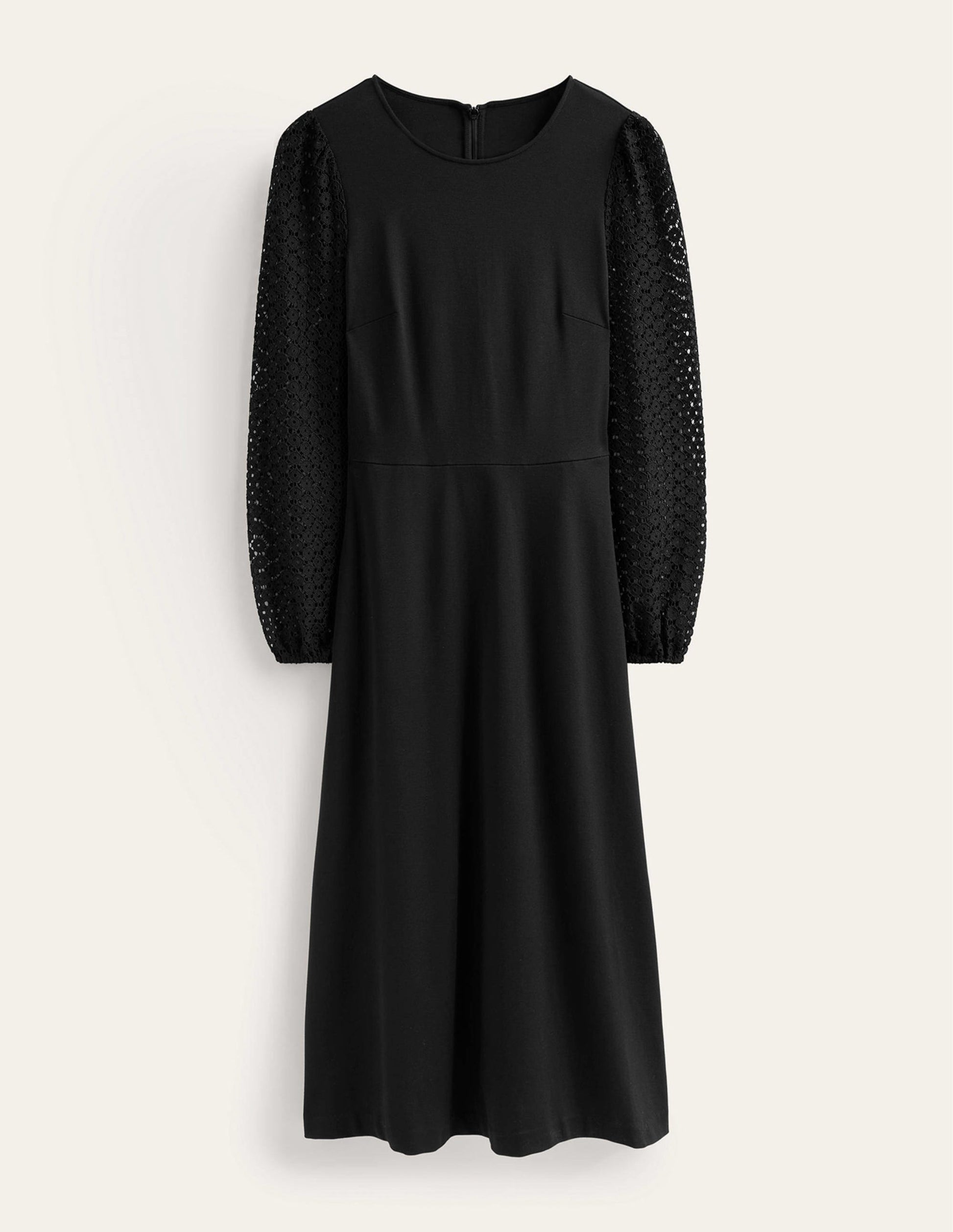 Sleeve Detail Midi Dress-Black-6