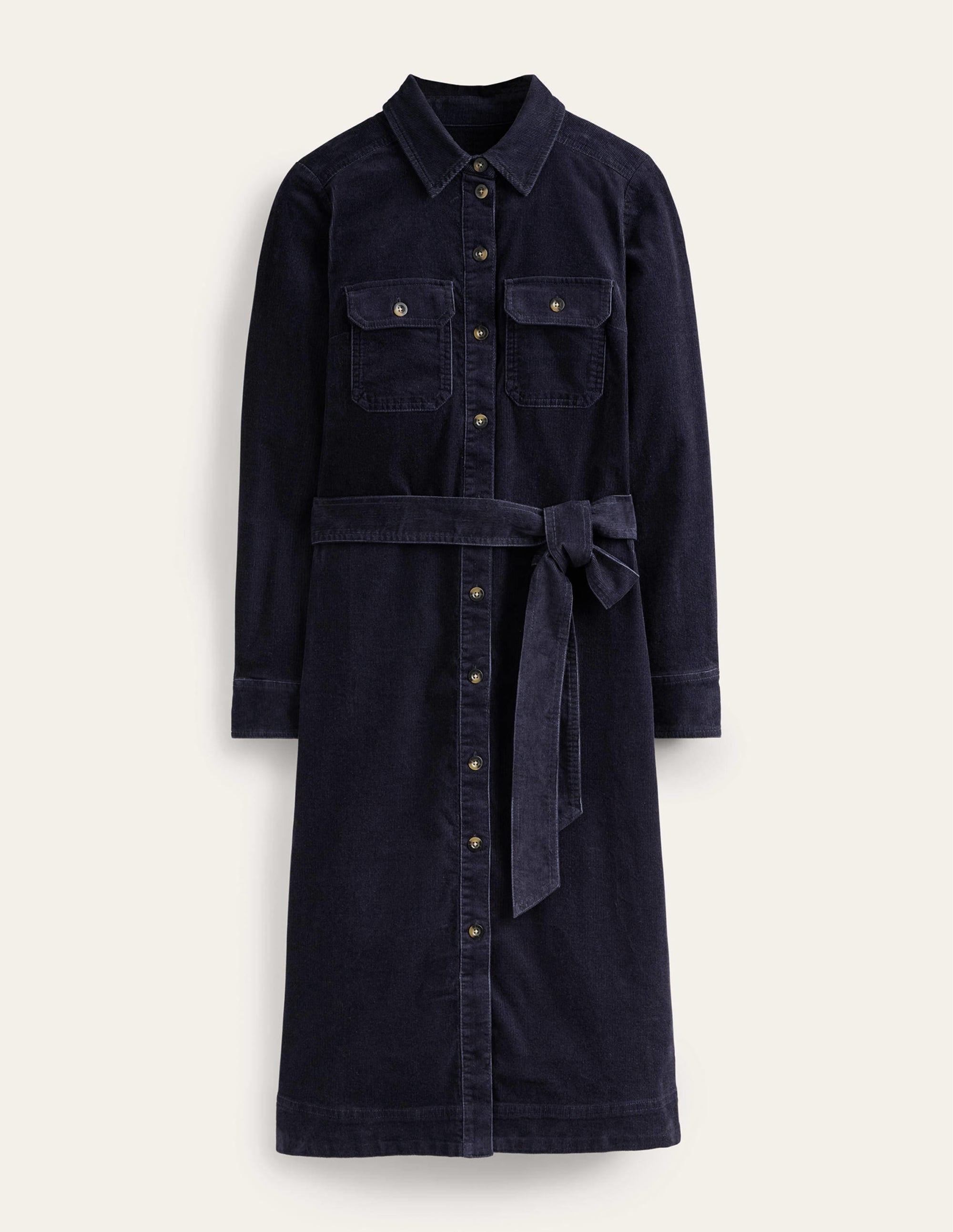 Eloise Cord Midi Shirt Dress-Navy - Image 5