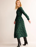 Gather Raglan Midi Dress-Amazon Green, Carnation Stamp