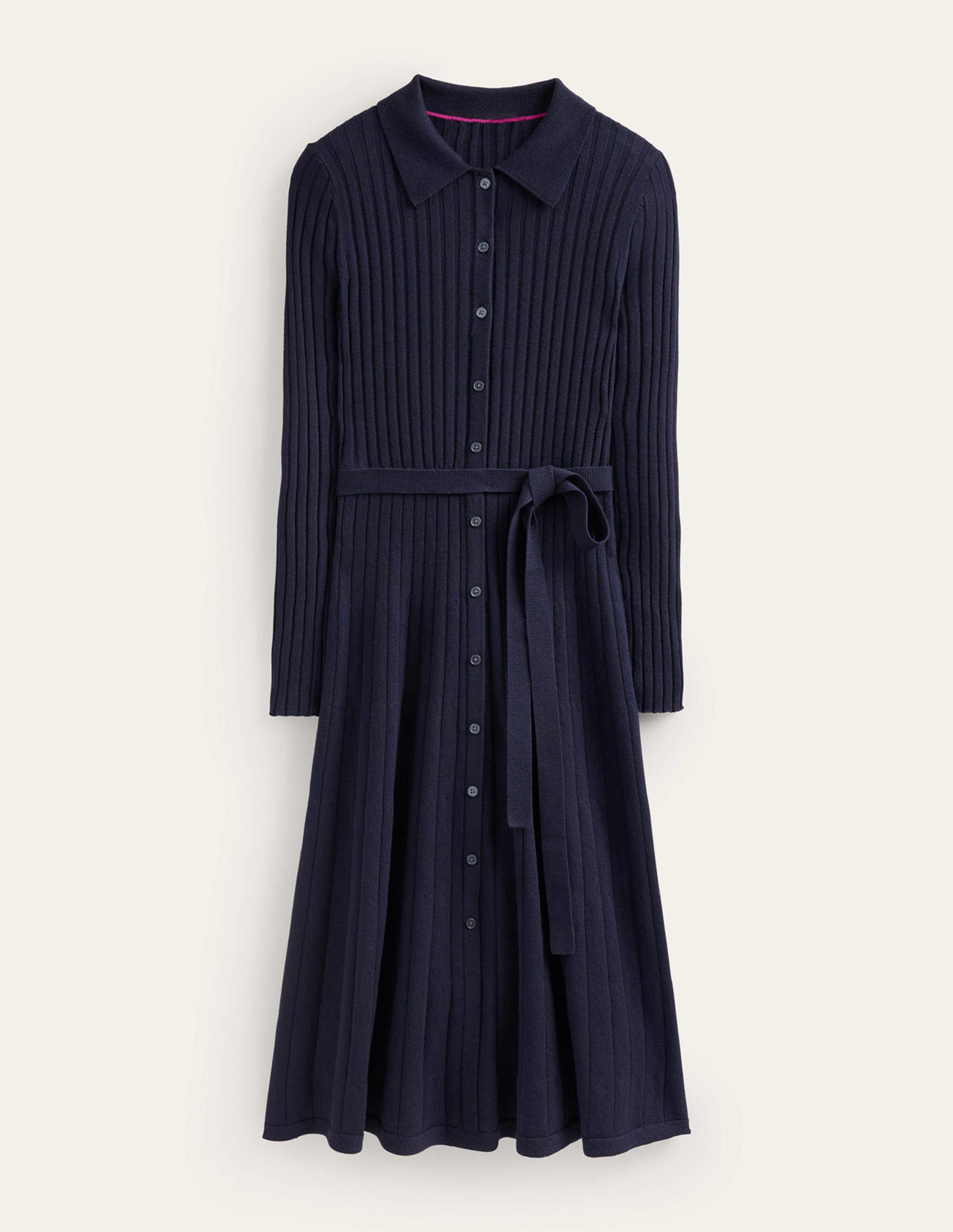 Rachel Knitted Shirt Dress-Dark Blue-5