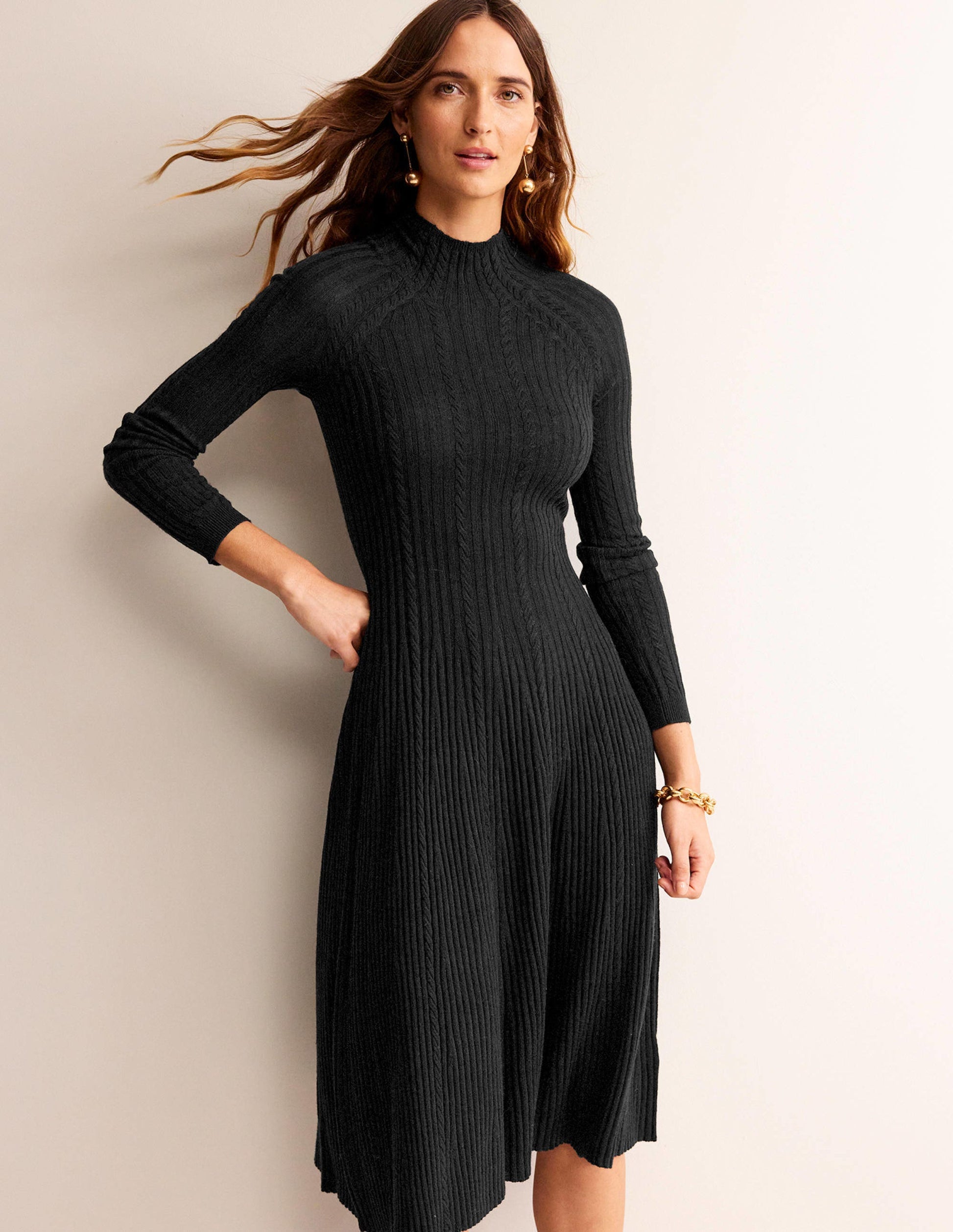 Tessa Knitted Dress-Black-4