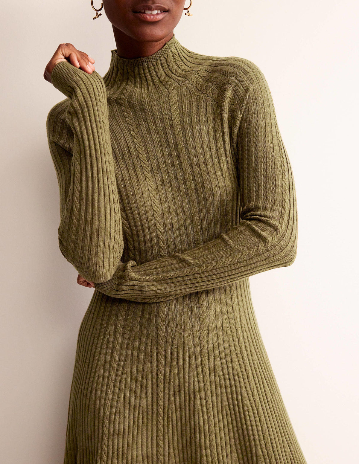 Tessa Knitted Dress-Dark Moss-2