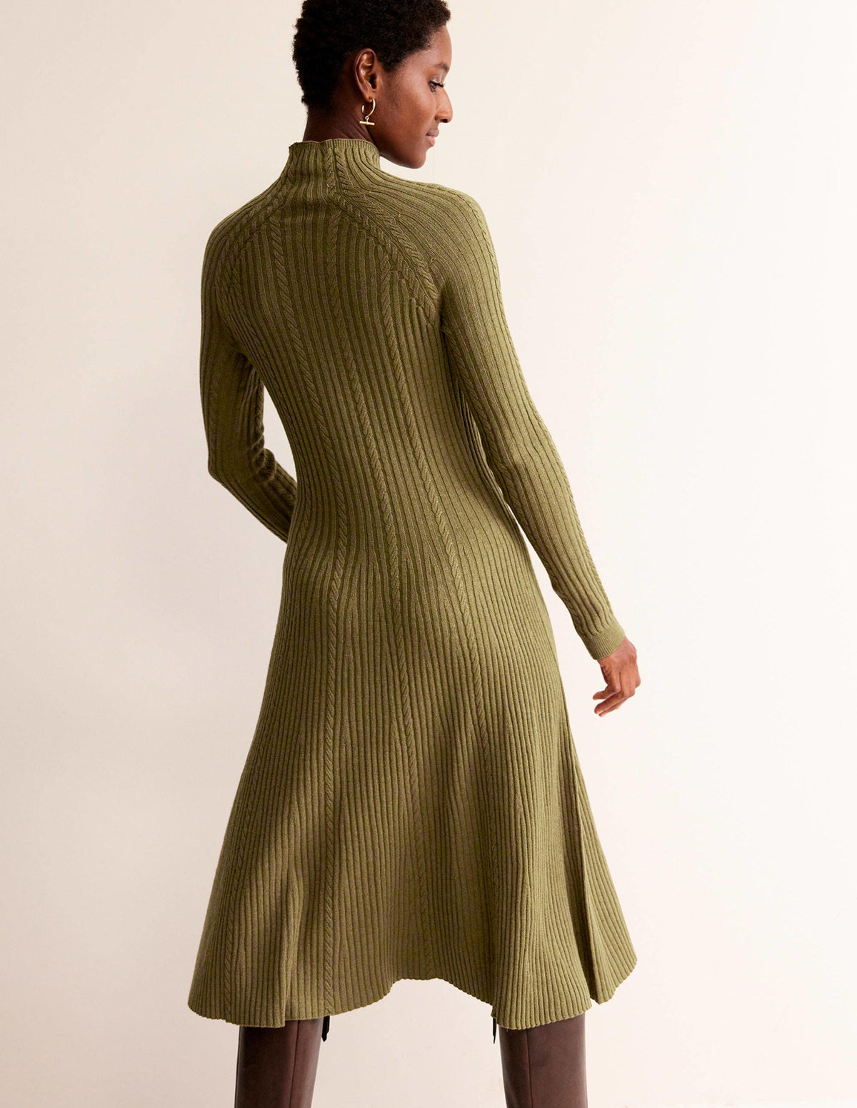 Tessa Knitted Dress-Dark Moss-3