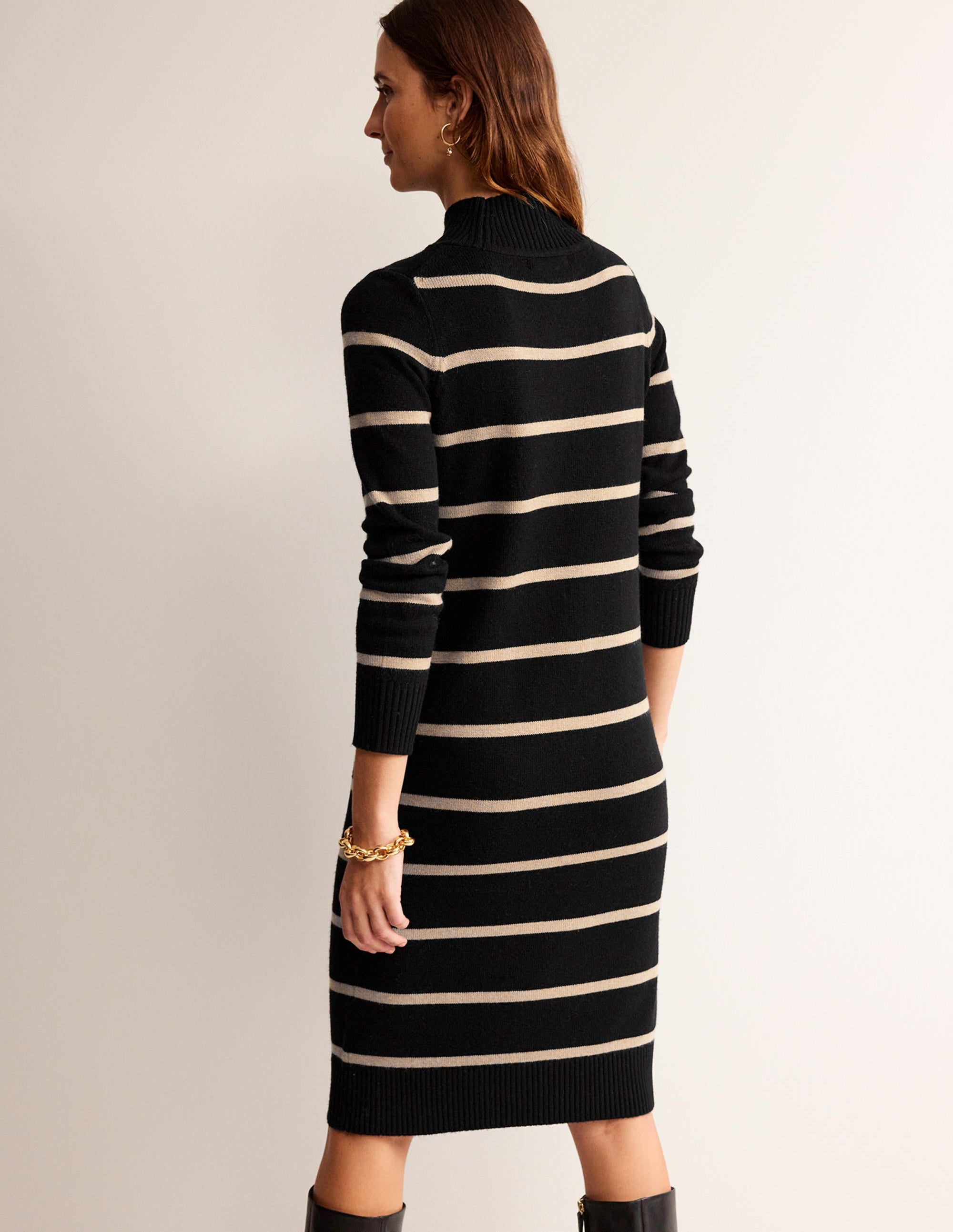 Verity Knitted Dress-Black and Camel - Image 3