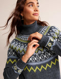 Edith Fair Isle Knitted Dress-Charcoal Melange