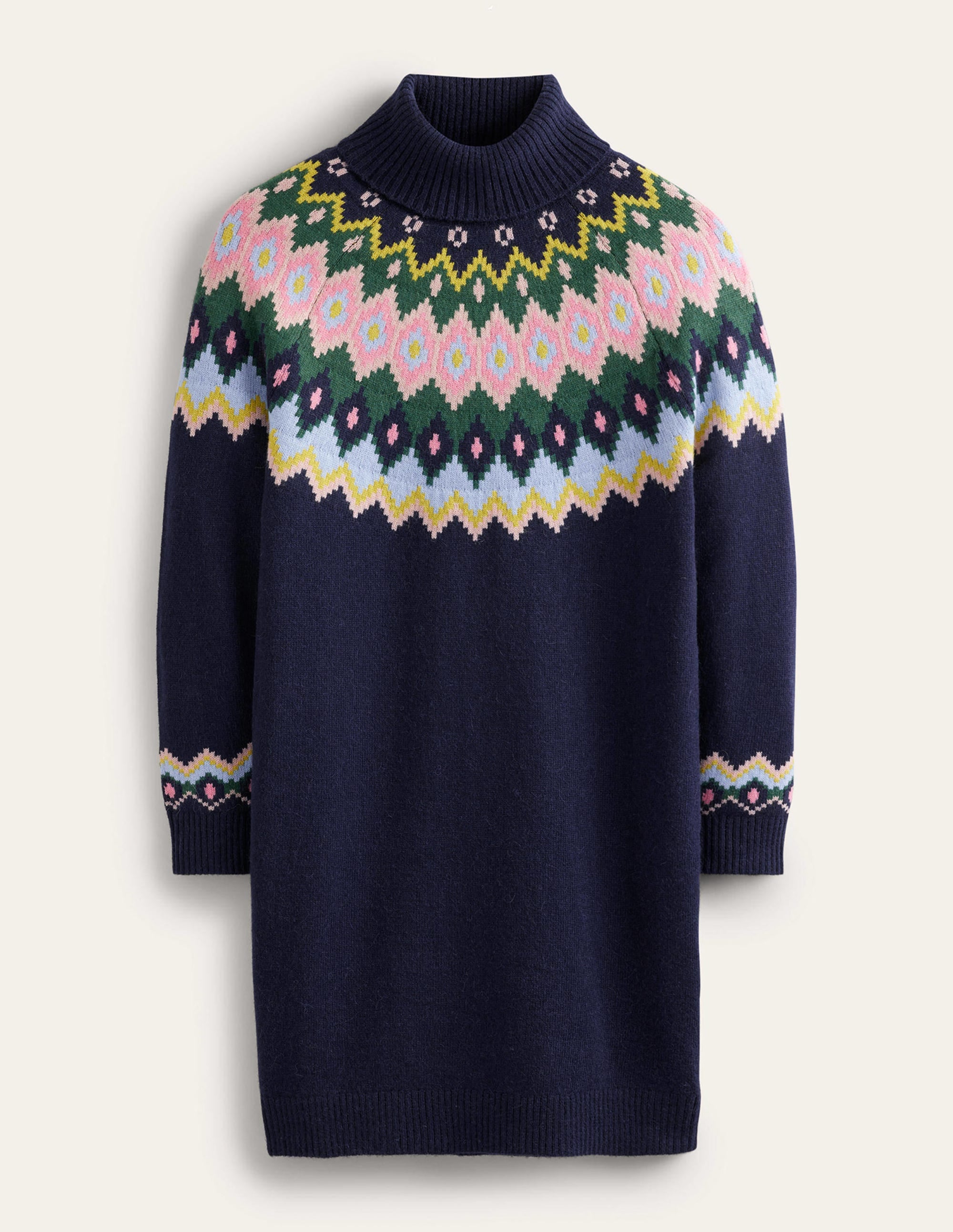 Edith Fair Isle Knitted Dress-Navy - Image 8