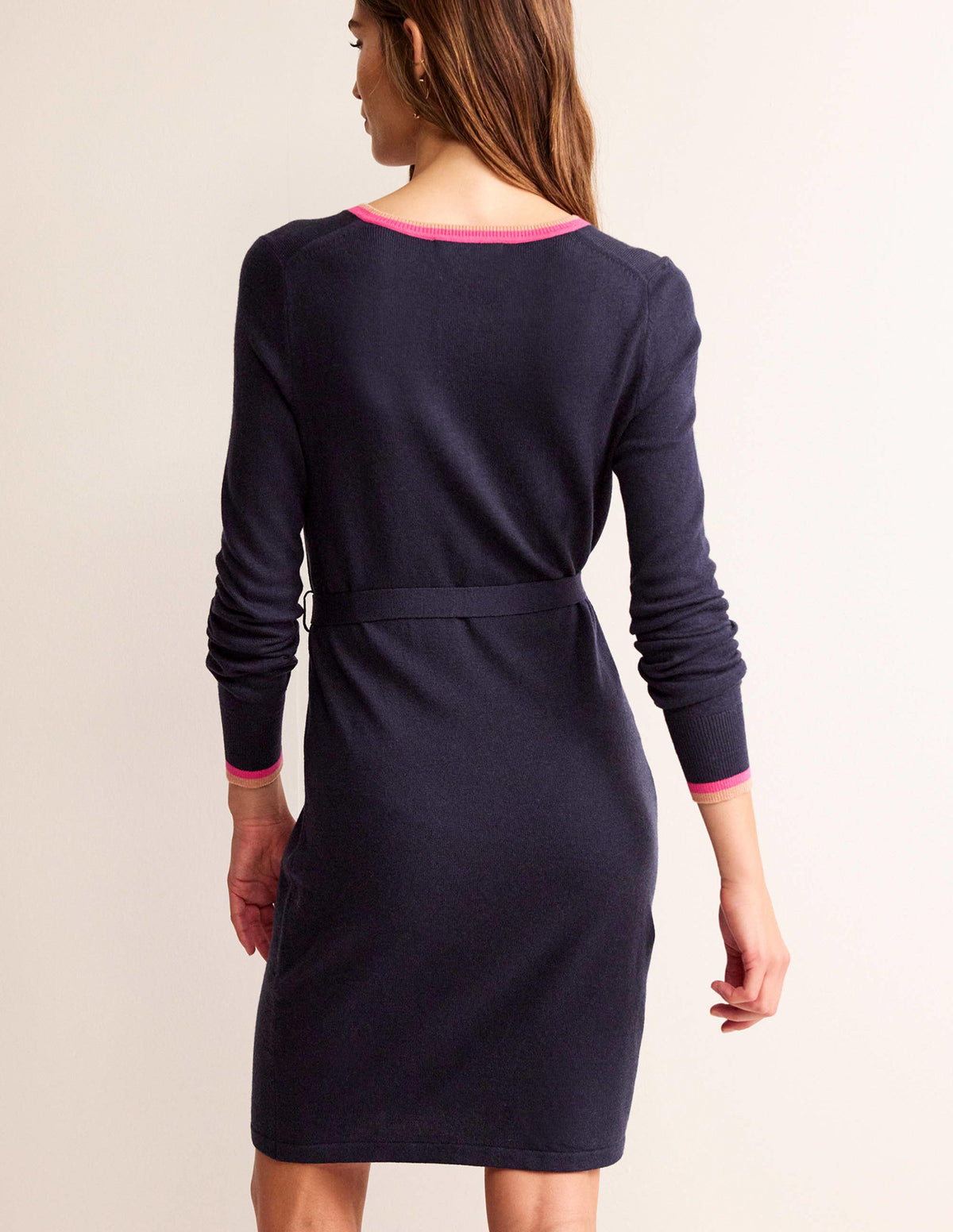 Gemma Henley Knitted Dress-Navy - Image 3