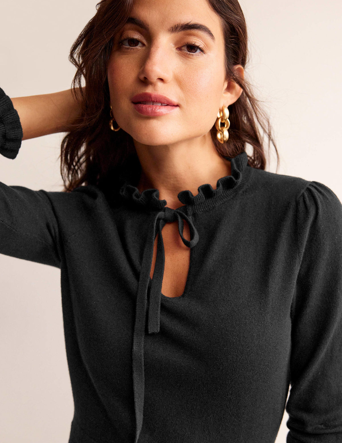Ruffle-Detail Dress-Black-3