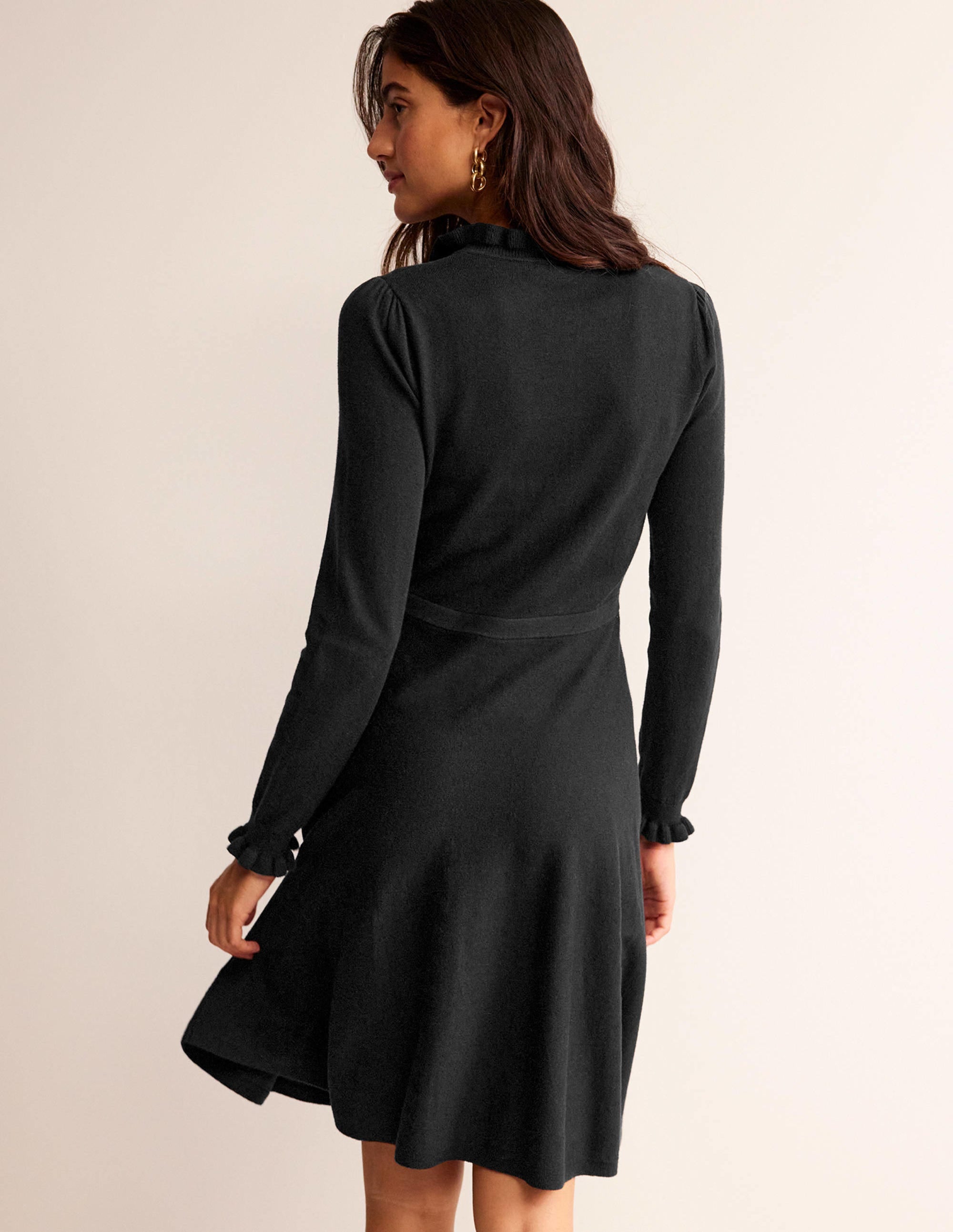 Ruffle-Detail Dress-Black - Image 4