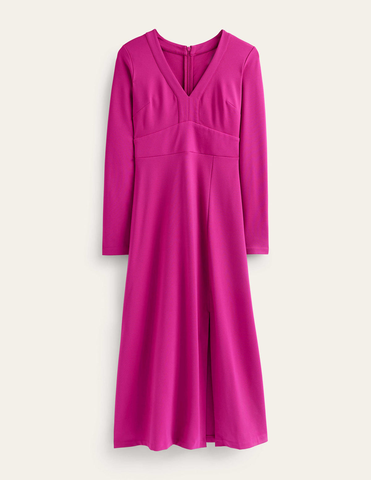 V-Neck Ponte Maxi Dress-Vibrant Plum-5