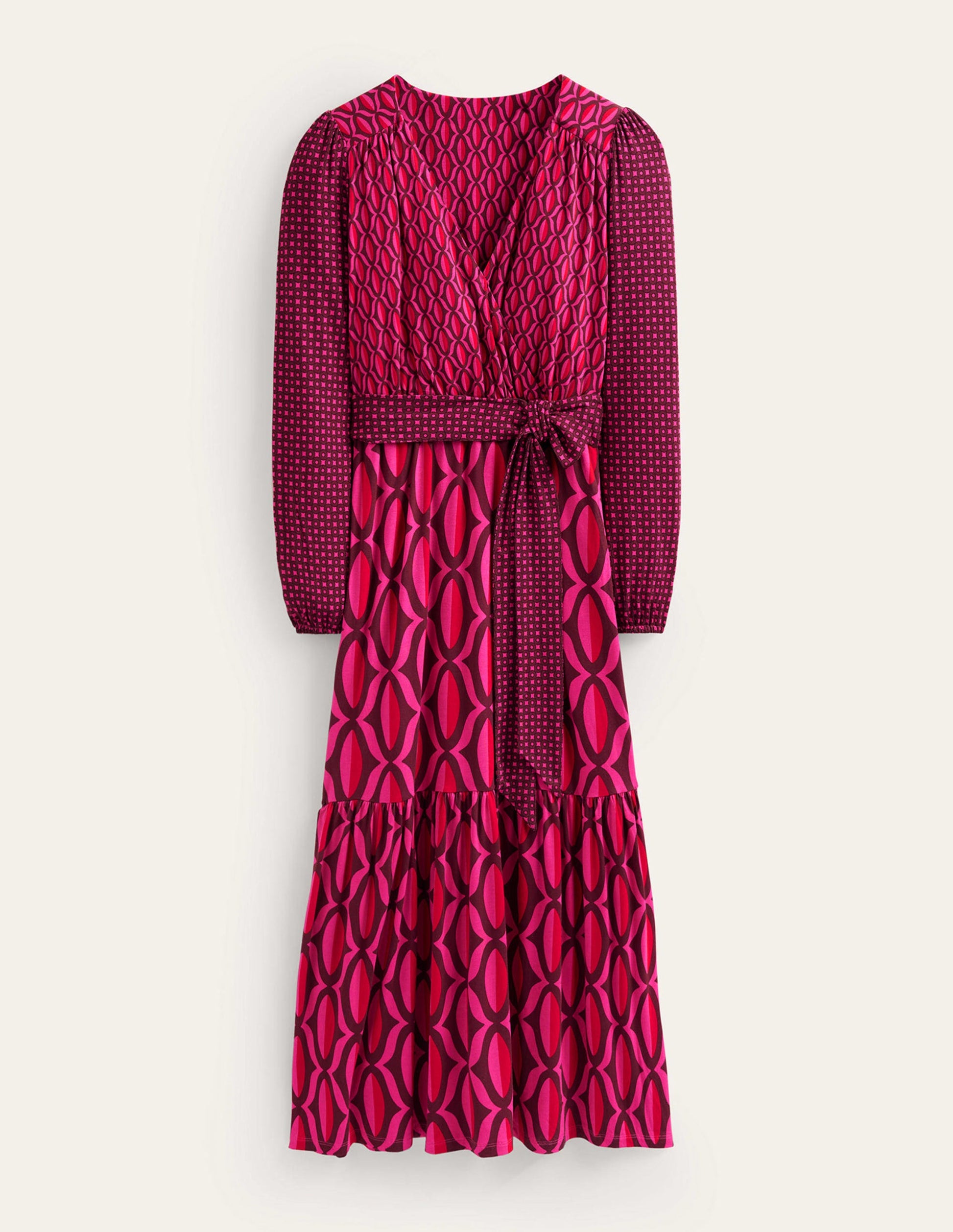 Jersey Maxi Wrap Dress-Vibrant Pink, Geo Valley-6