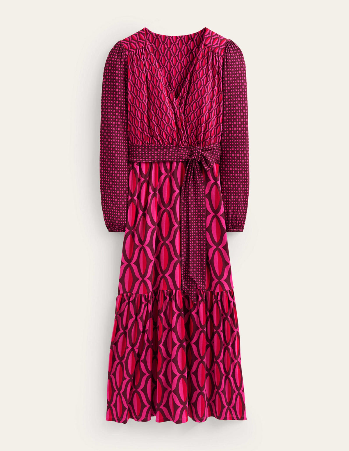 Jersey Maxi Wrap Dress-Vibrant Pink, Geo Valley - Image 6