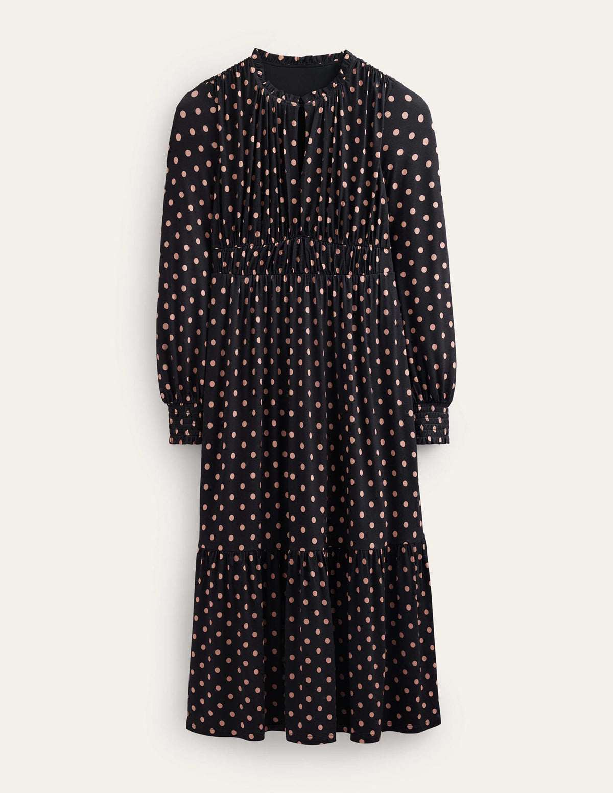 Rosanna Long Sleeve Tea Dress-Black, Spot-7