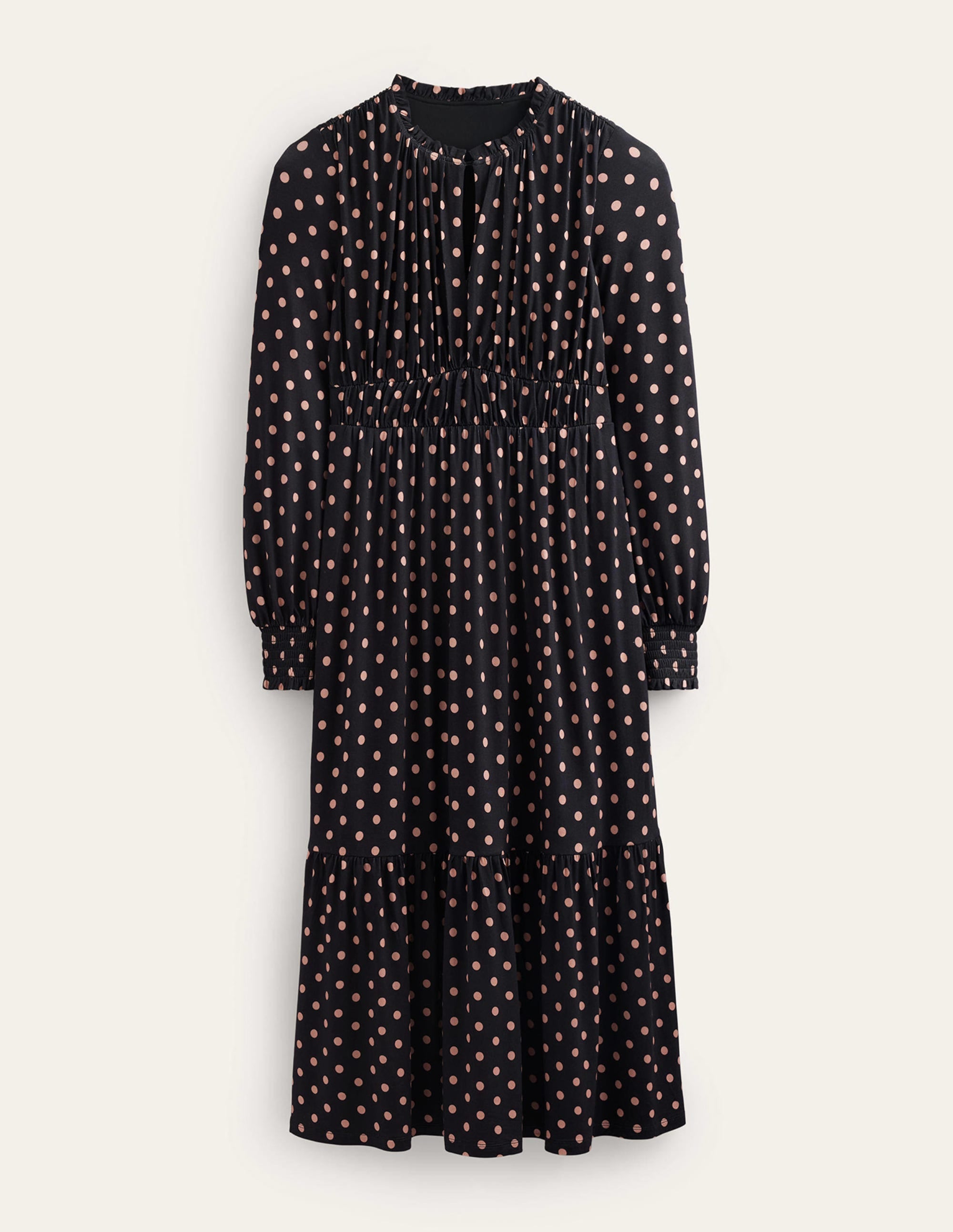 Rosanna Long Sleeve Tea Dress-Black, Spot - Image 7