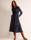 Rosanna Long Sleeve Tea Dress-French Navy, Spot