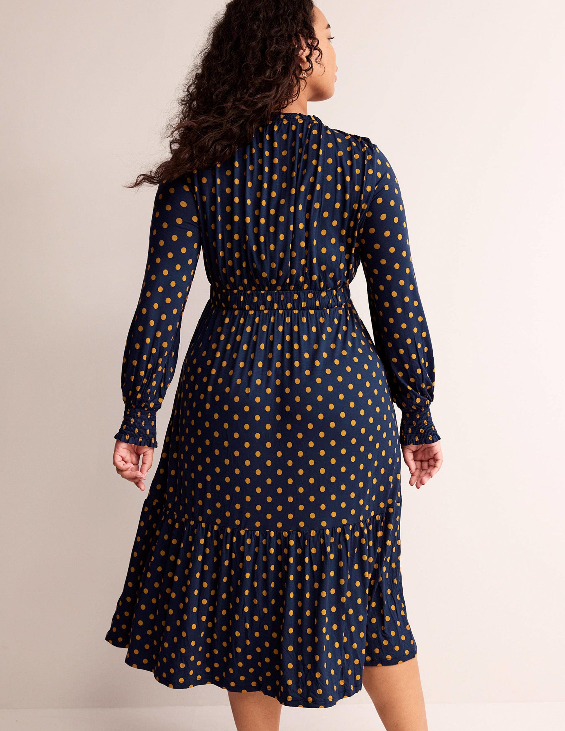 Rosanna Long Sleeve Tea Dress-French Navy, Spot-8