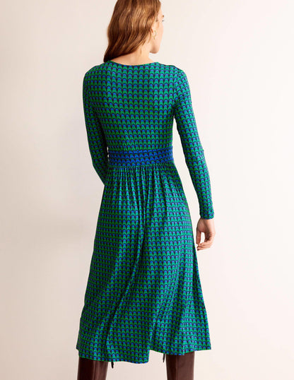 Thea Long Sleeve Midi Dress-Veridian Green, Geo Charm-3