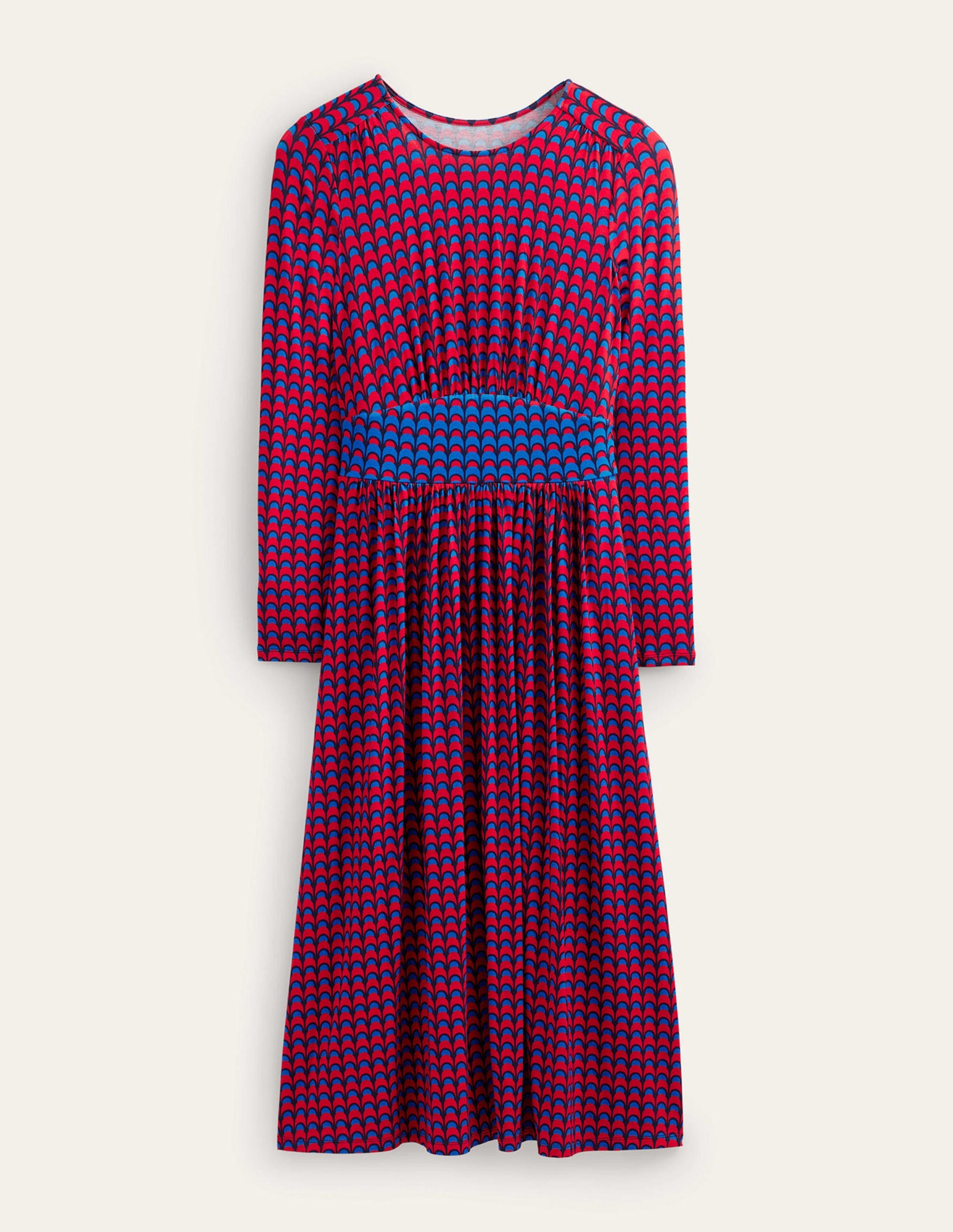 Thea Long Sleeve Midi Dress-Brilliant Red, Geo Charm-7