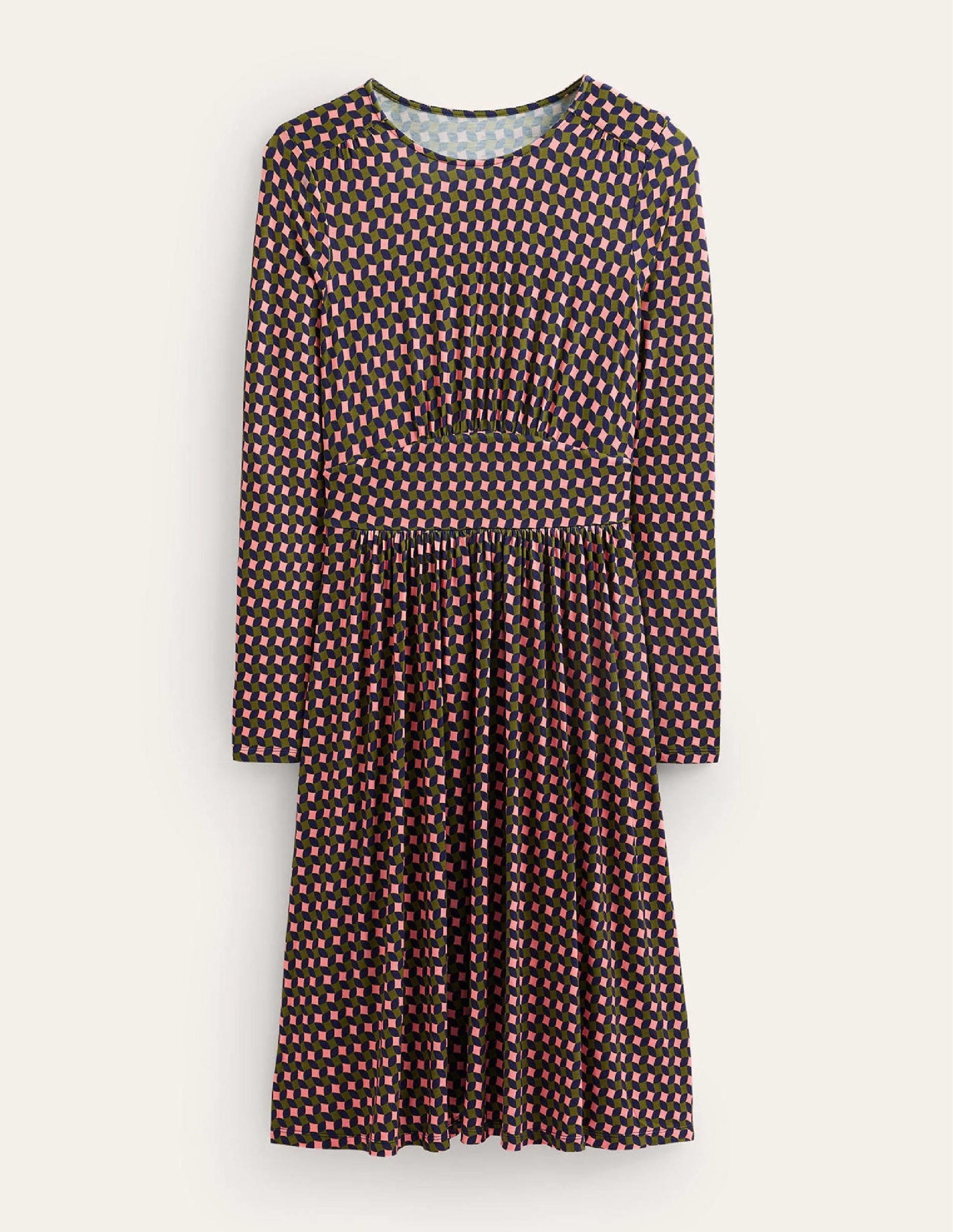 Thea Short Jersey Dress-Olive Green, Abstract Diamond-5