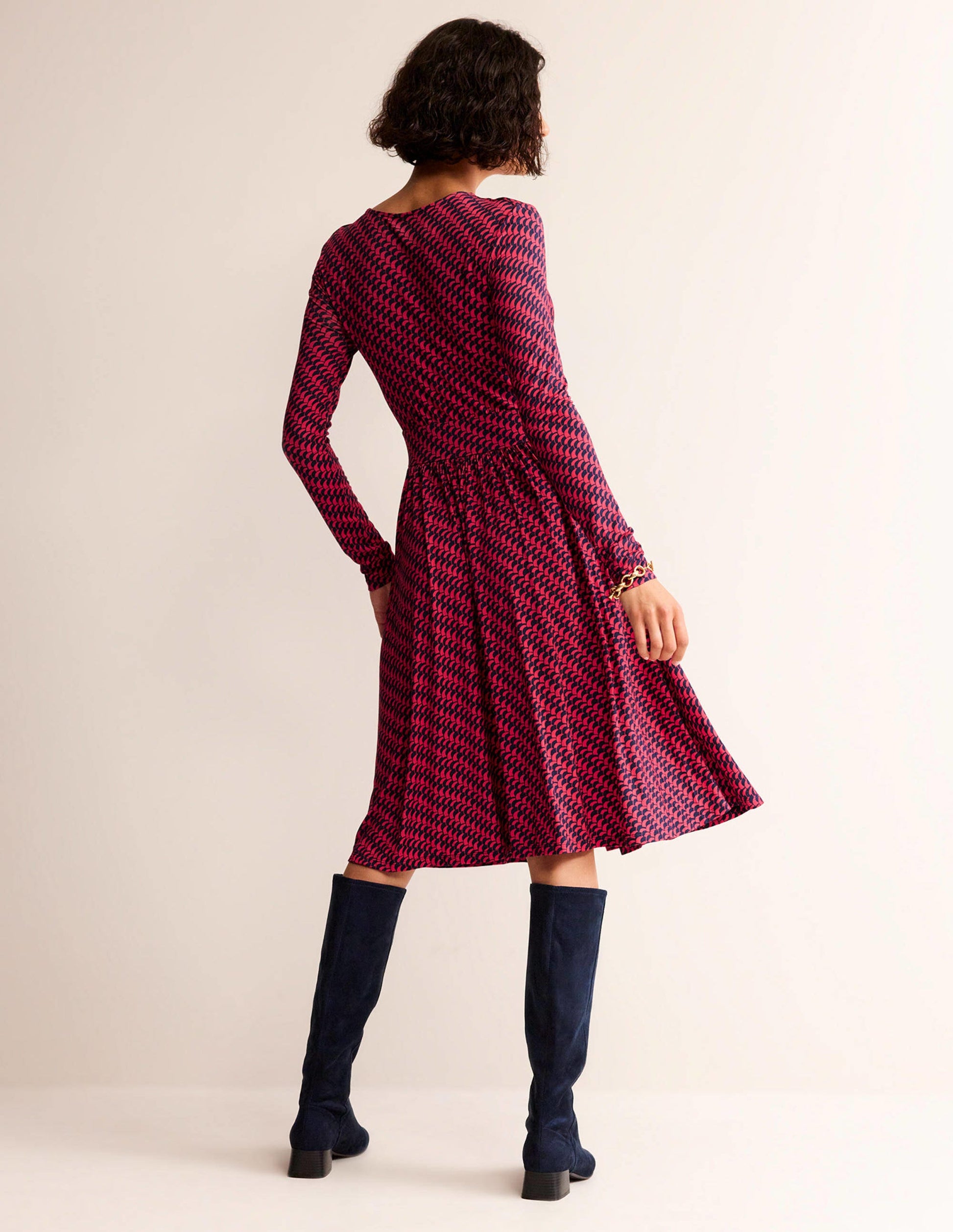 Thea Short Jersey Dress-Pop Peony, Geo fall-4