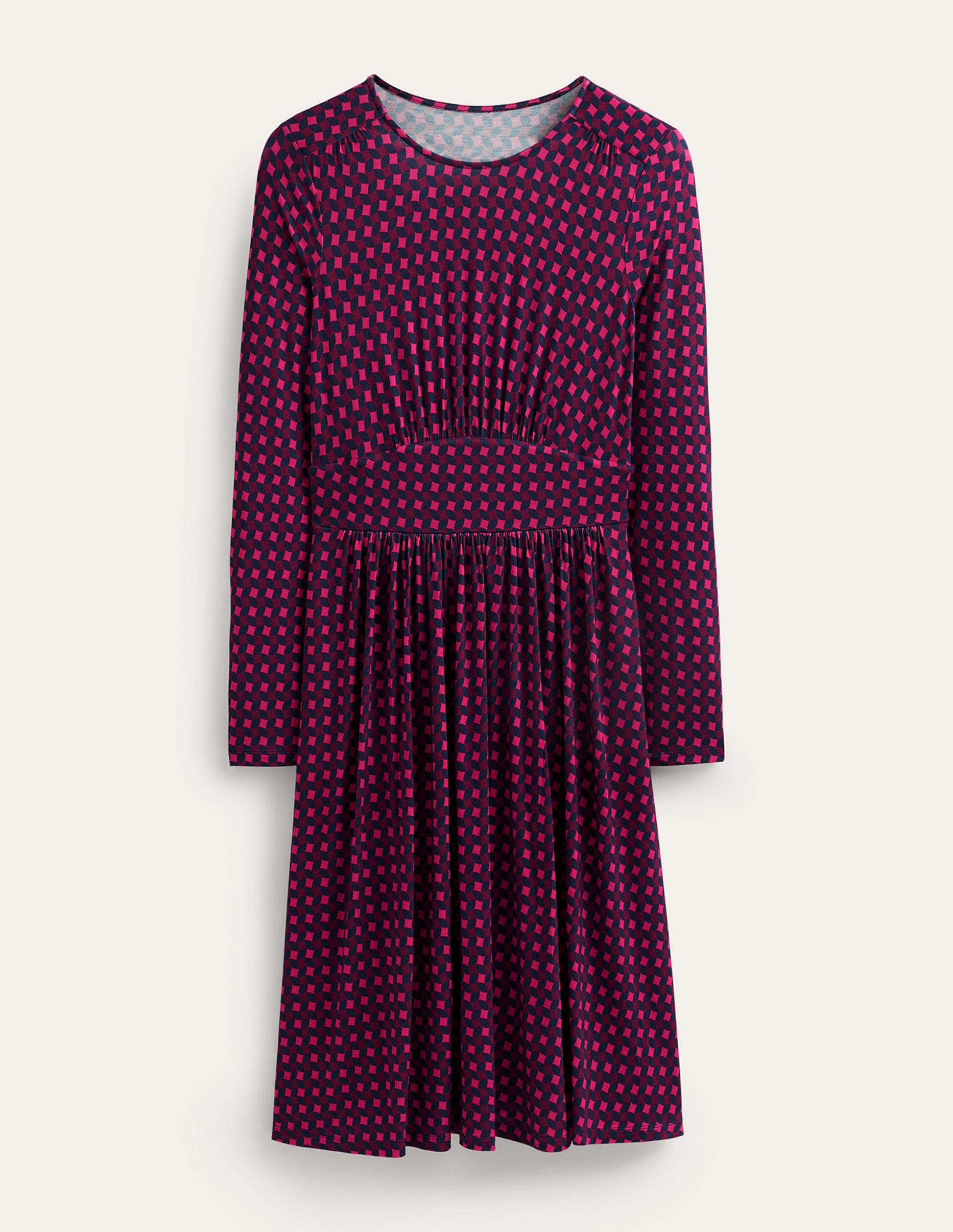 Thea Short Jersey Dress-Vibrant Pink, Abstract Diamond-5