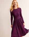 Thea Short Jersey Dress-Vibrant Pink, Abstract Diamond