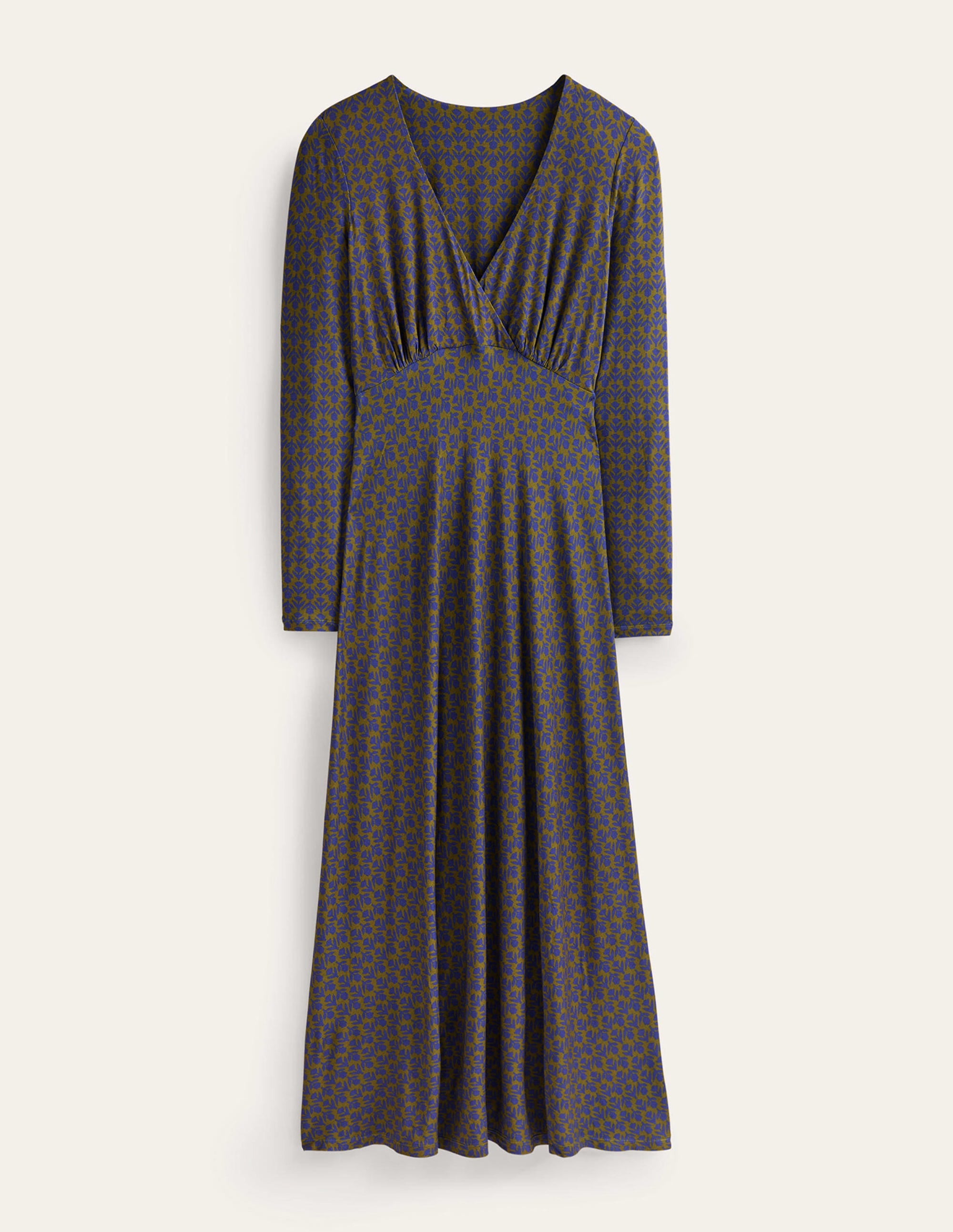 Long Sleeve Jersey Tea Dress-Sapphire Blue, Tulip Pop - Image 4
