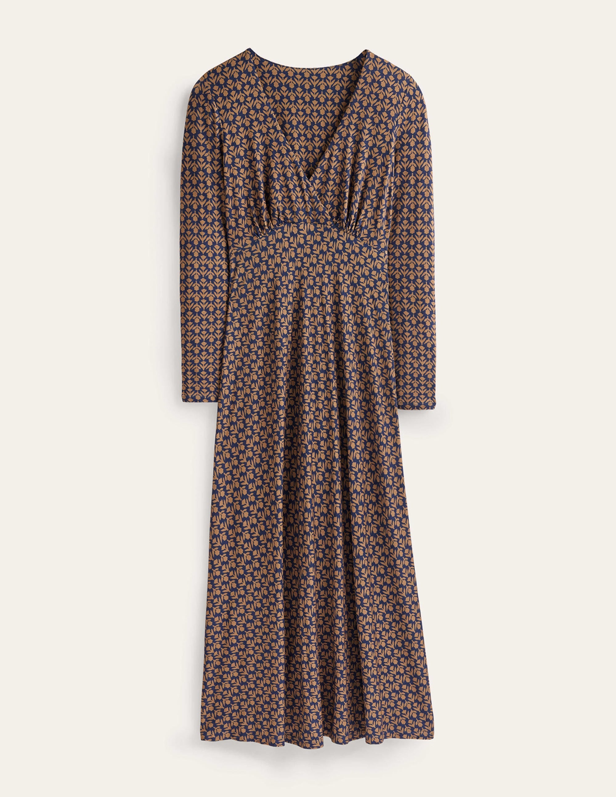 Long Sleeve Jersey Tea Dress-Camel, Tulip Pop - Image 5