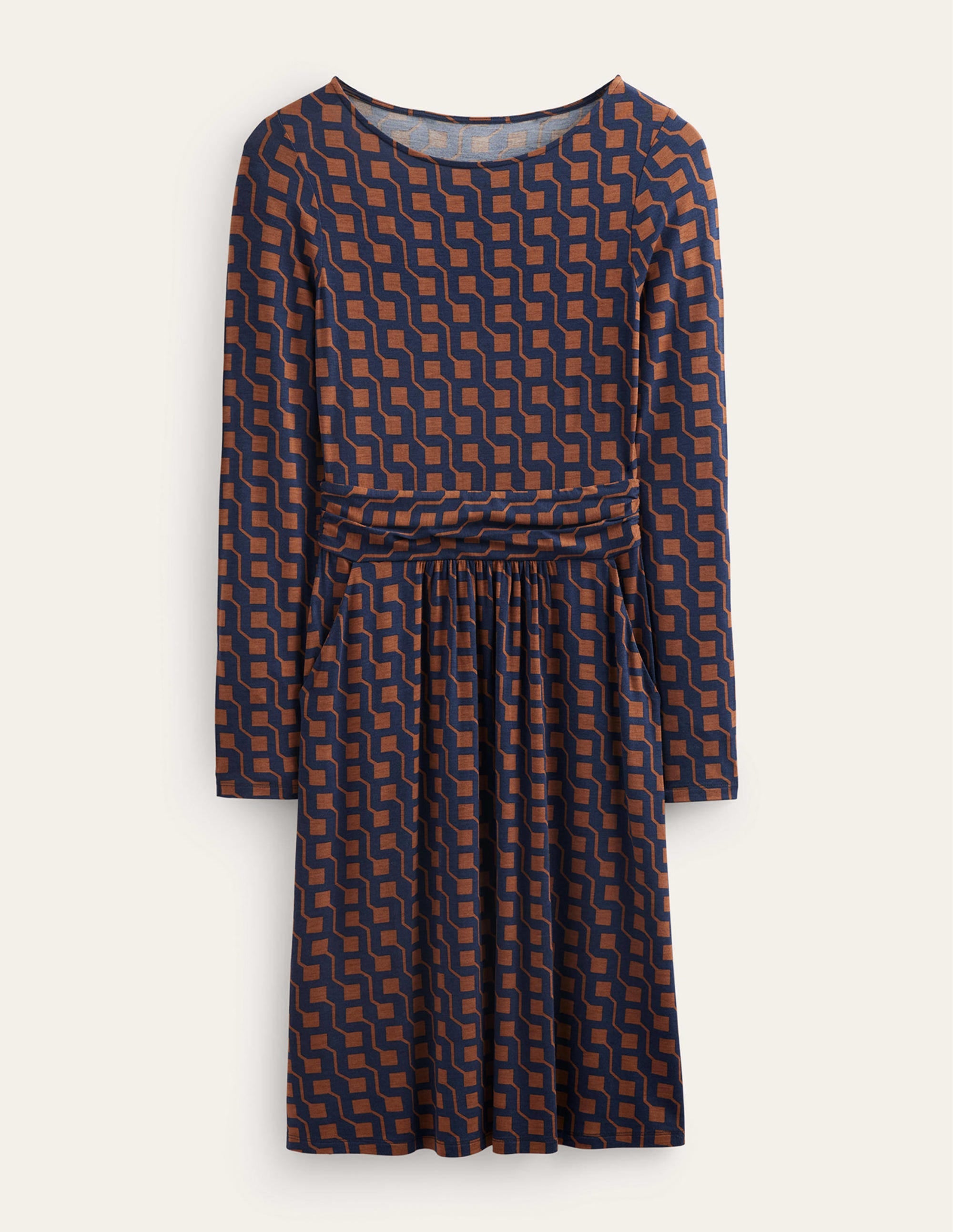 Abigail Jersey Dress-Cognac, Cube Geo - Image 9
